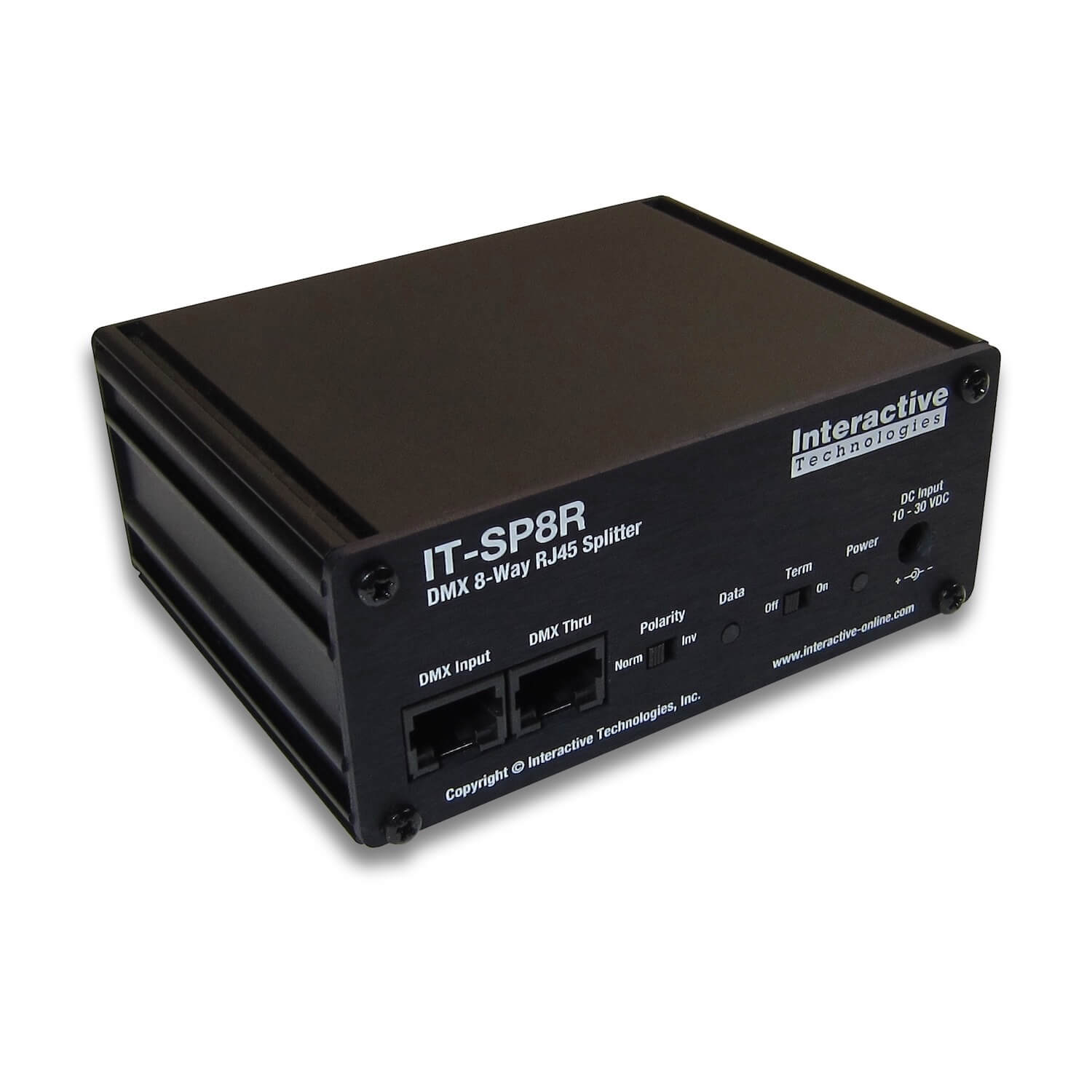 Interactive Technologies IT-SP8R - 8-Port DMX Splitter with RJ45 Ports, front angle