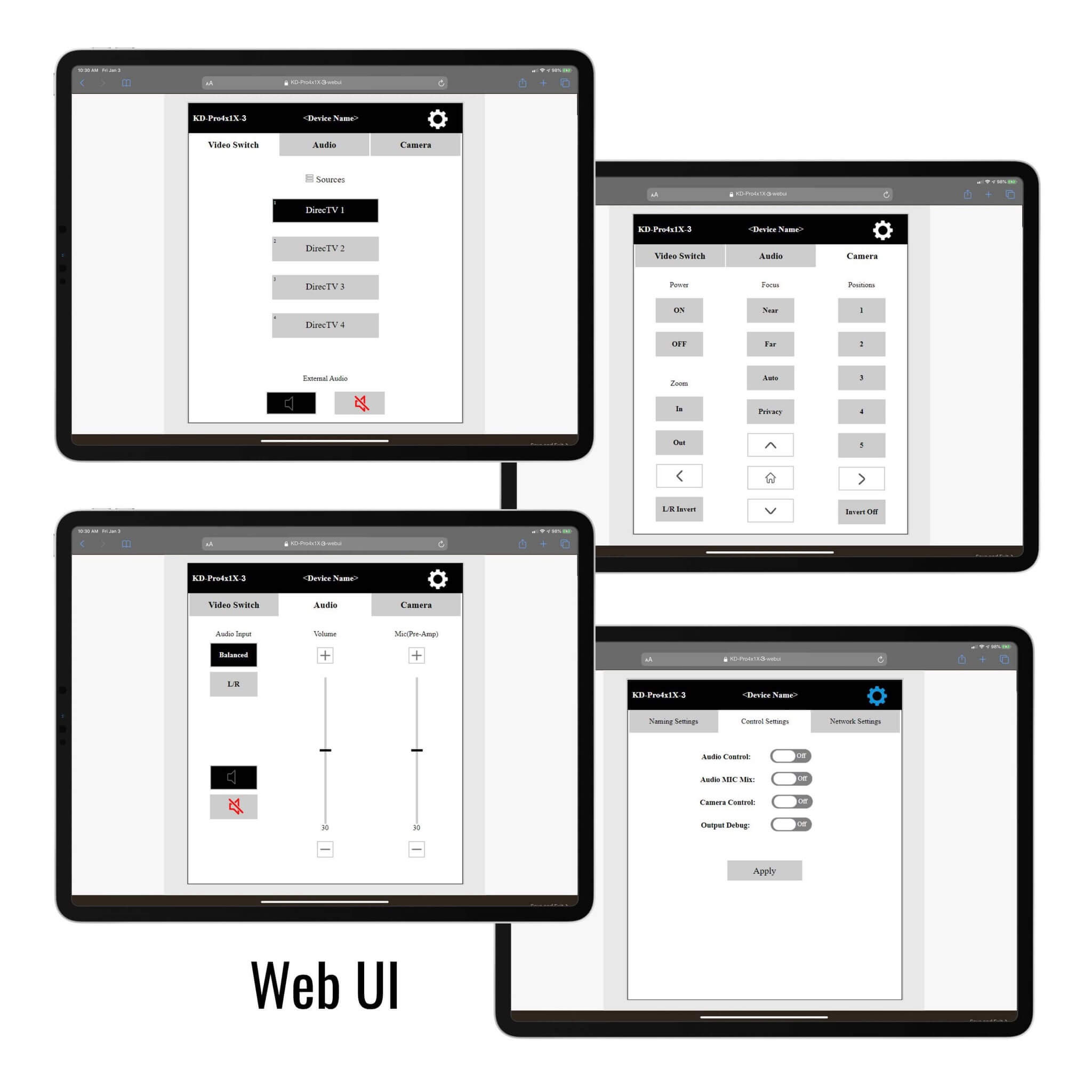 Key Digital KD-Pro4x1X-3 - 4x1 Pro Series 4K/18G HDMI Auto Switcher, Web UI