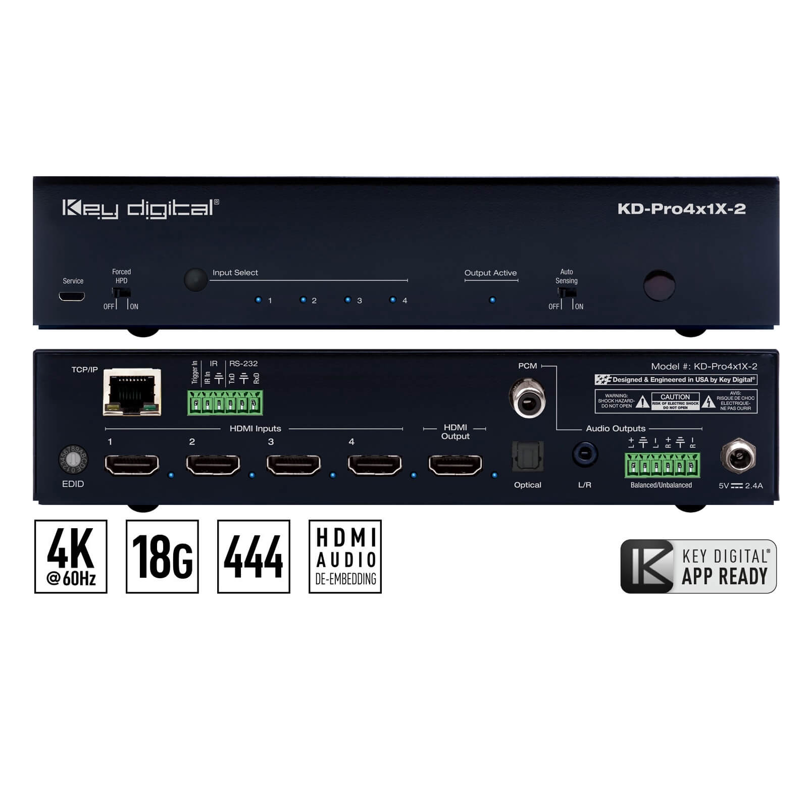 Key Digital KD-Pro4x1X-3 - 4x1 Pro Series 4K/18G HDMI Auto Switcher