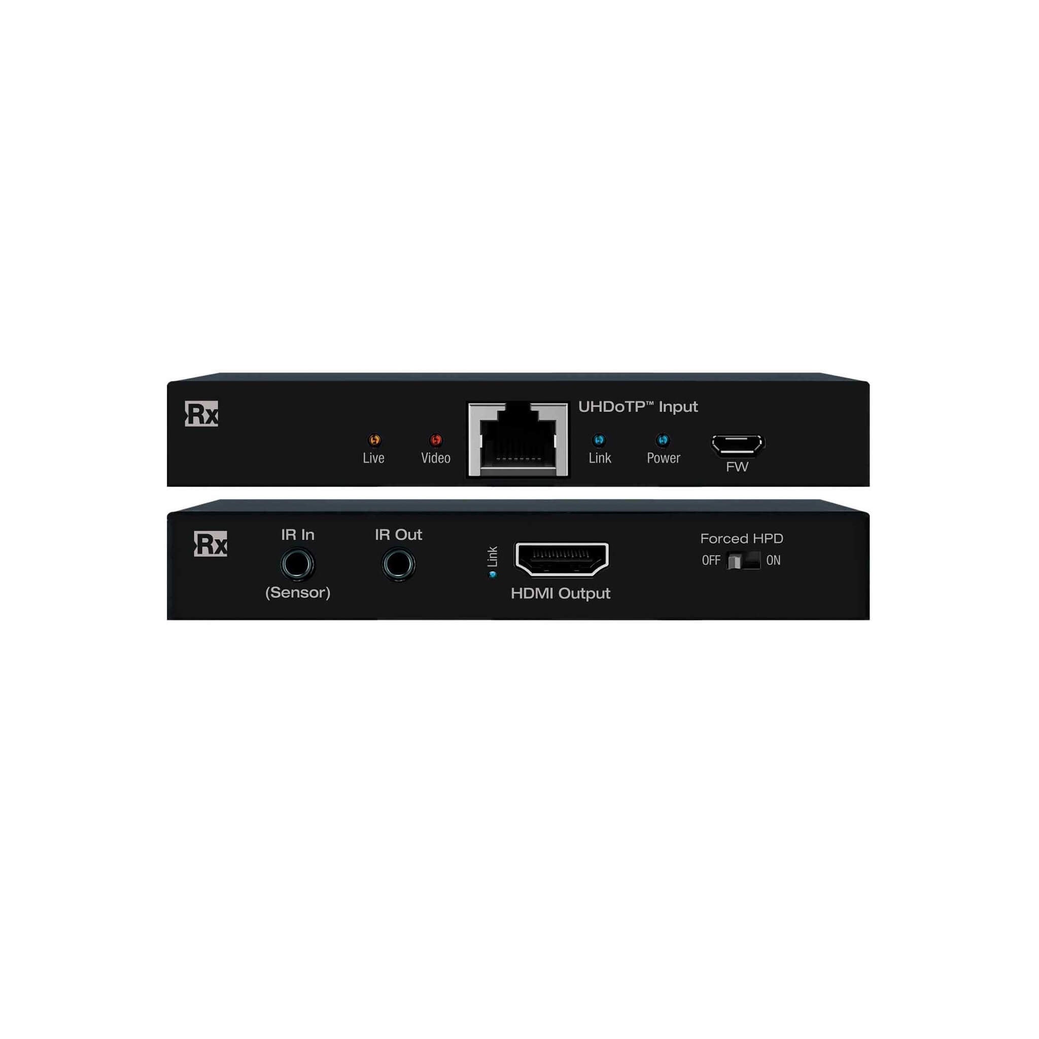 Key Digital KD-VW4x4ProK - 4x4 4K HDMI Video Wall Processor Matrix, receiver front and rear views