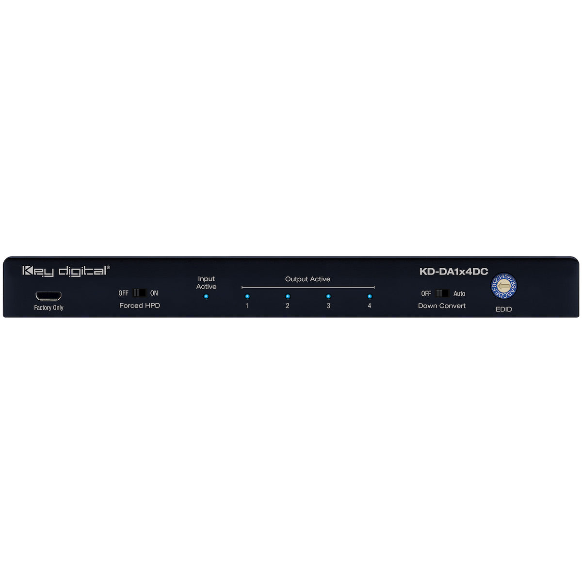Key Digital KD-DA1x4DC - 1x4 4K 18G HDMI Distribution Amplifier, front