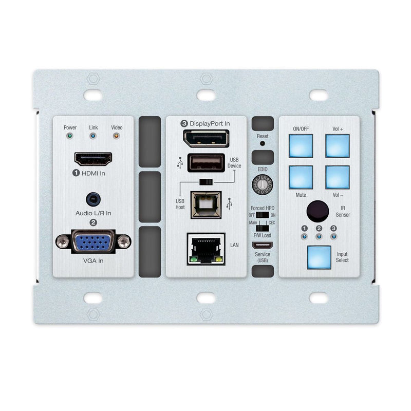 Key Digital KD-X3x1WUTx - 3x1 4K 18G HDBaseT Wall Plate Switcher, front