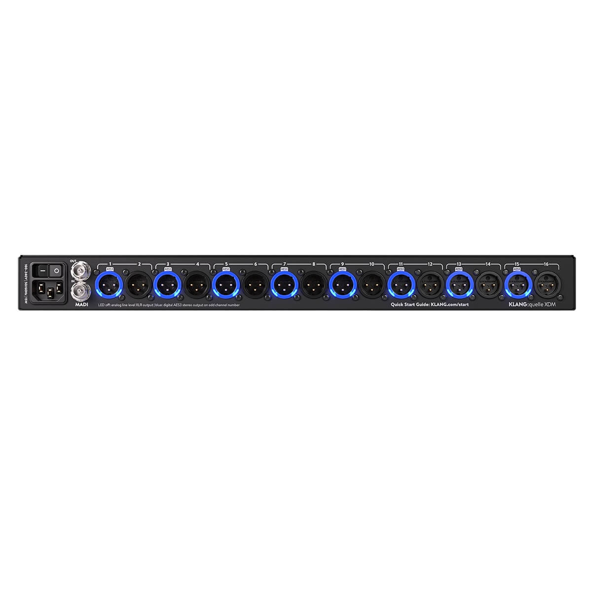 KLANG Quelle XDM - 16-Ch Dante/Madi Router with XLR Analog and AES3 Breakout, rear