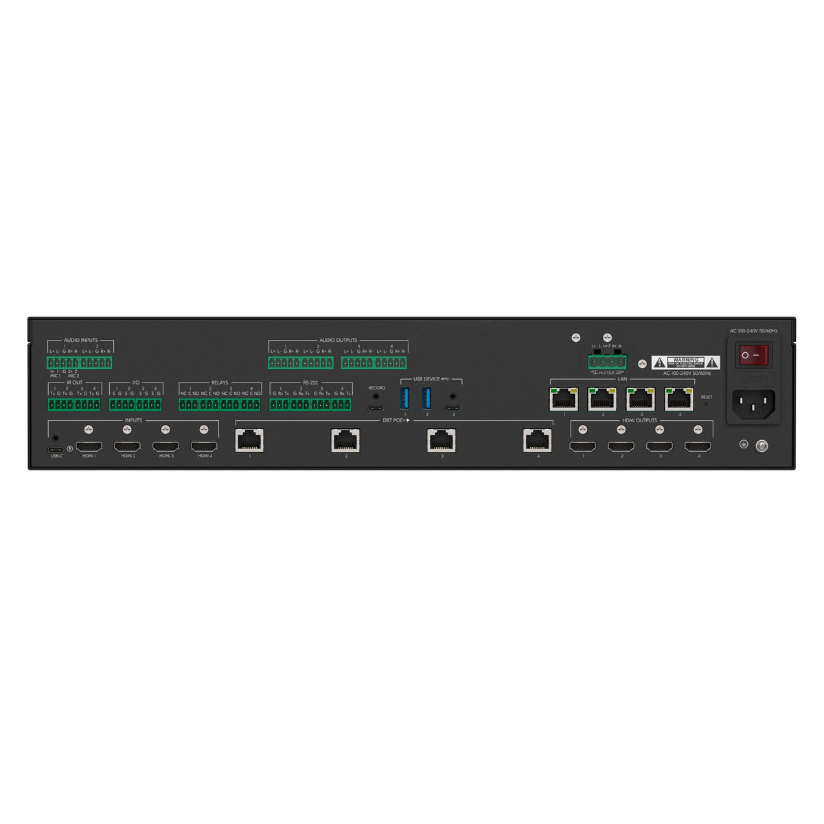 Kramer MTX3-44-PR-PRO - 4x4 4K60 All-In-One Matrix Switcher, rear
