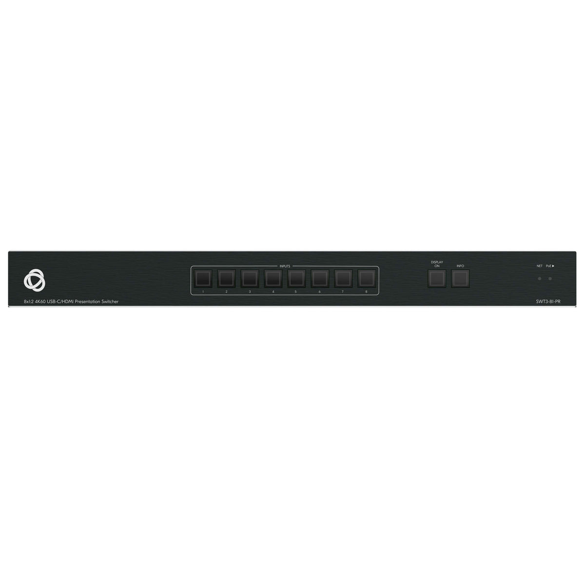 Kramer SWT3-81-PR - 8x1:2 4K60 USB-C/HDMI Presentation Switcher, front