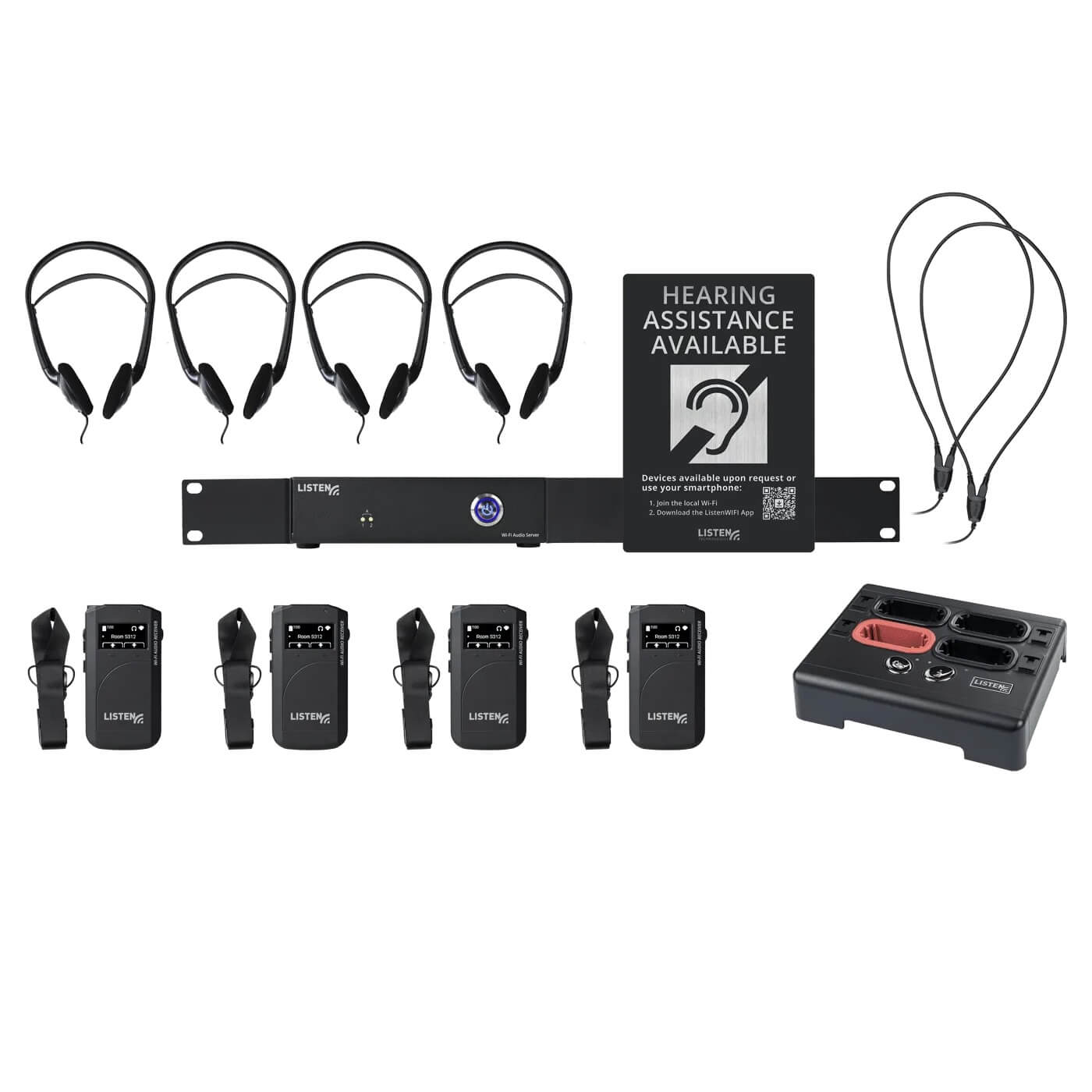 Listen LWS-04B-W1 - 2-Channel Wi-Fi System with 4 receivers