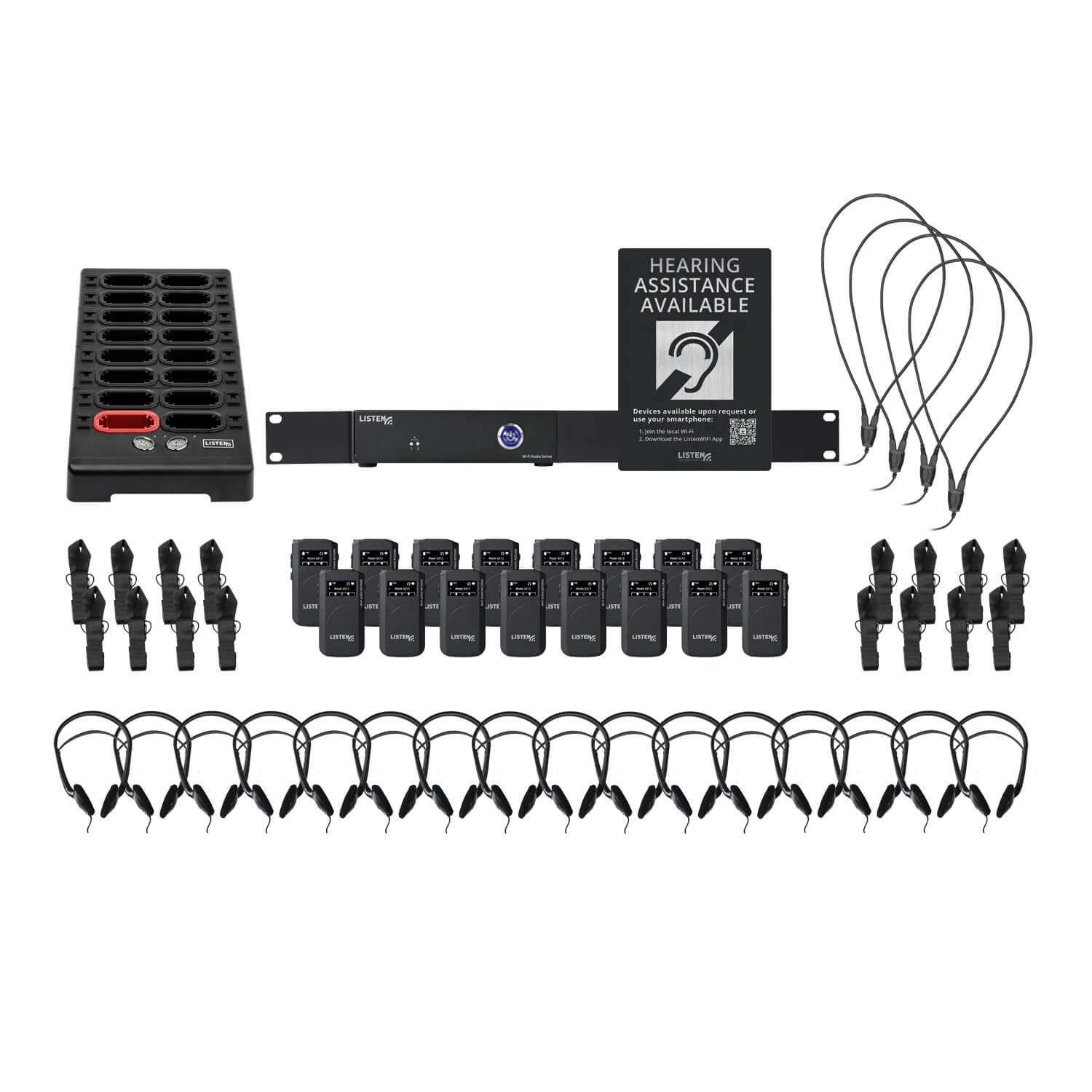 Listen LWS-16B-W1 - 2-Channel Wi-Fi System with 16 receivers