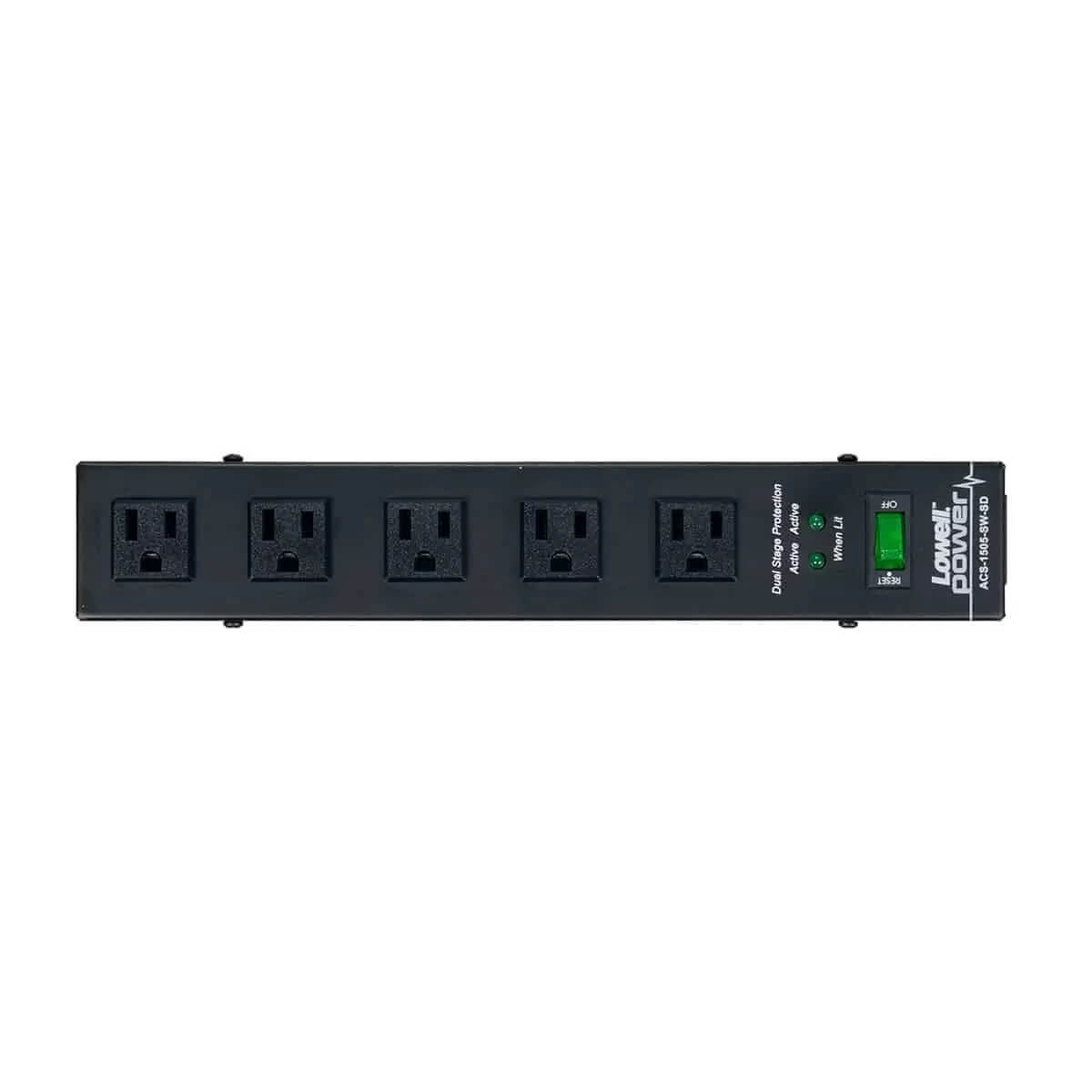 Lowell ACS-1505-SW-SD - 15A Power Strip with Surge Suppression, front