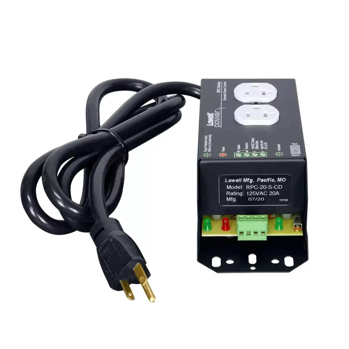 Lowell RPC-20-SCD - 20A Remote Power Control with Surge Suppression, left side