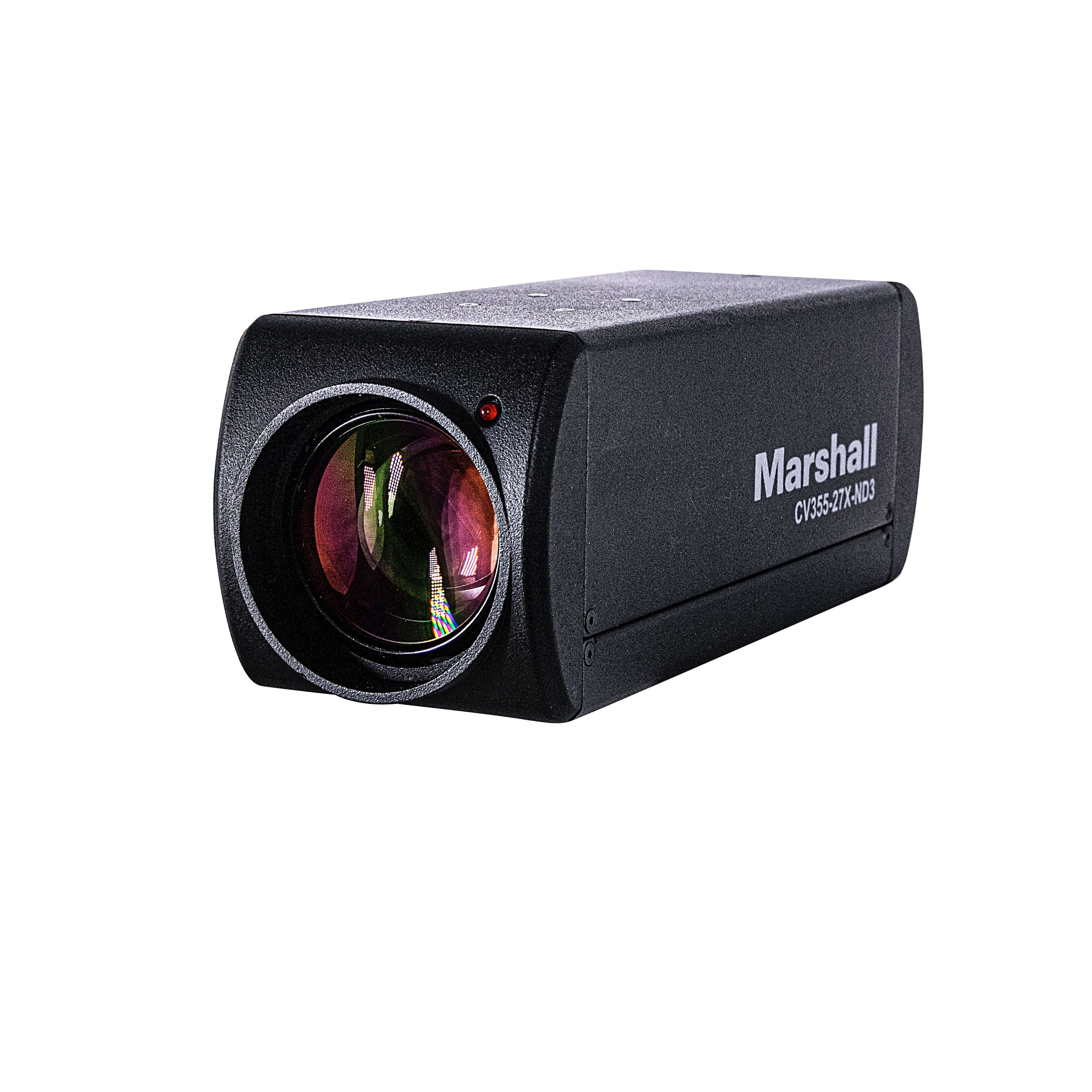 Marshall CV355-27X-ND3 - HD Video Camera with NDI, 3G-SDI, and 27x Optical Zoom, angled left