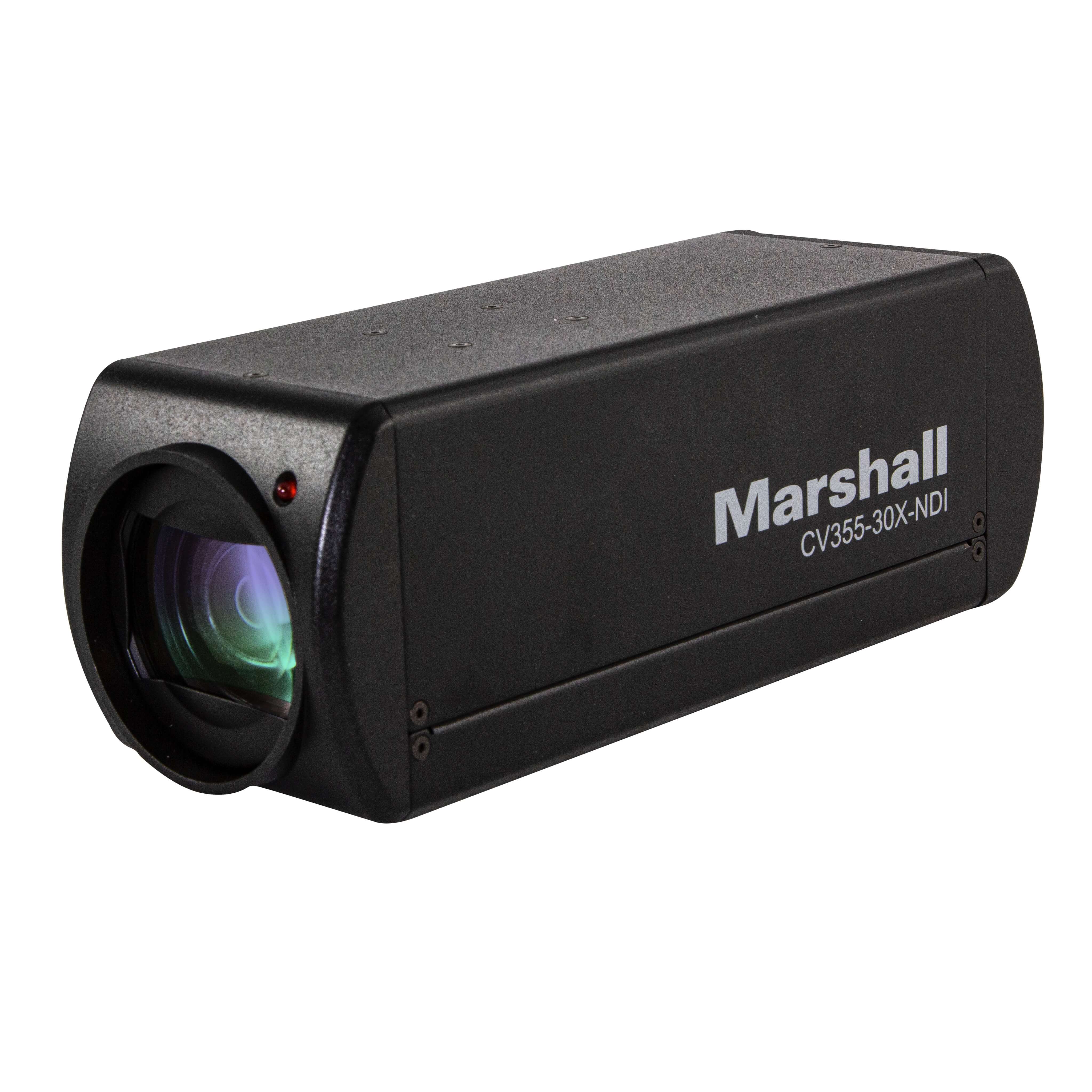 Marshall CV355-30X-NDI - HD Video Camera with NDI, 3G-SDI, and 25x Optical Zoom, angled left