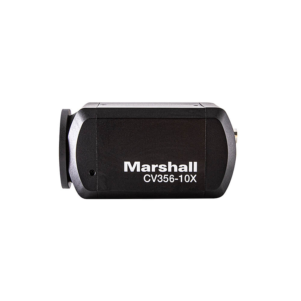 Marshall CV356-10X - Compact HD60 video camera with 10x optical zoom and 3G-SDI and HDMI simultaneous outputs, left side