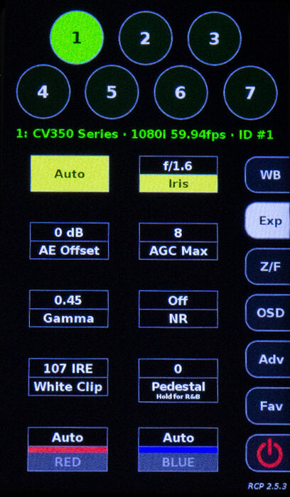 Marshall CV-RCP-V2 - Multi-Camera Control Touchscreen RCP, exposure screen