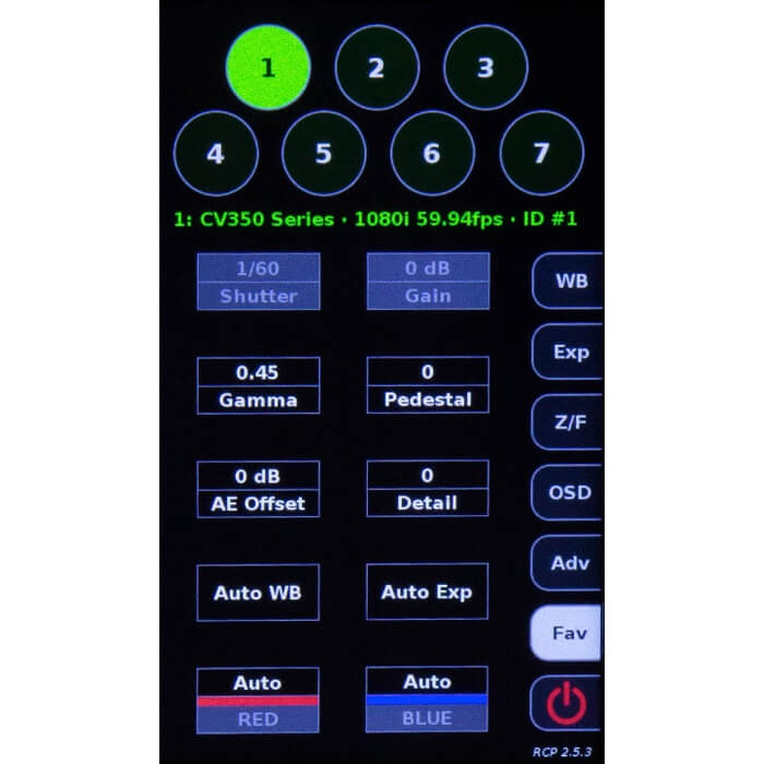 Marshall CV-RCP-V2 - Multi-Camera Control Touchscreen RCP, favorites screen