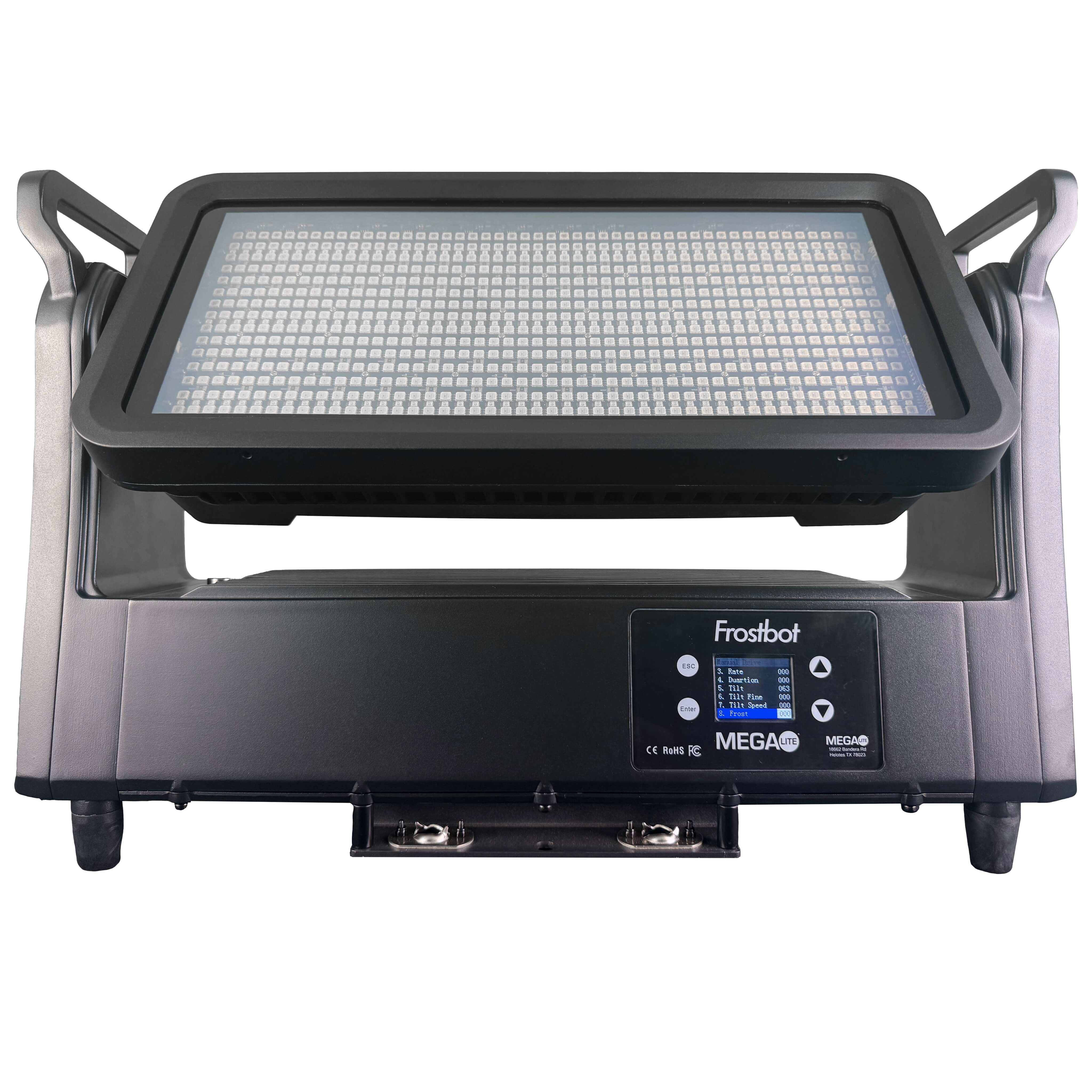 Mega-Lite Frostbot - Motorized D-Frost Wash/Strobe/Effects Fixture, front no diffuser