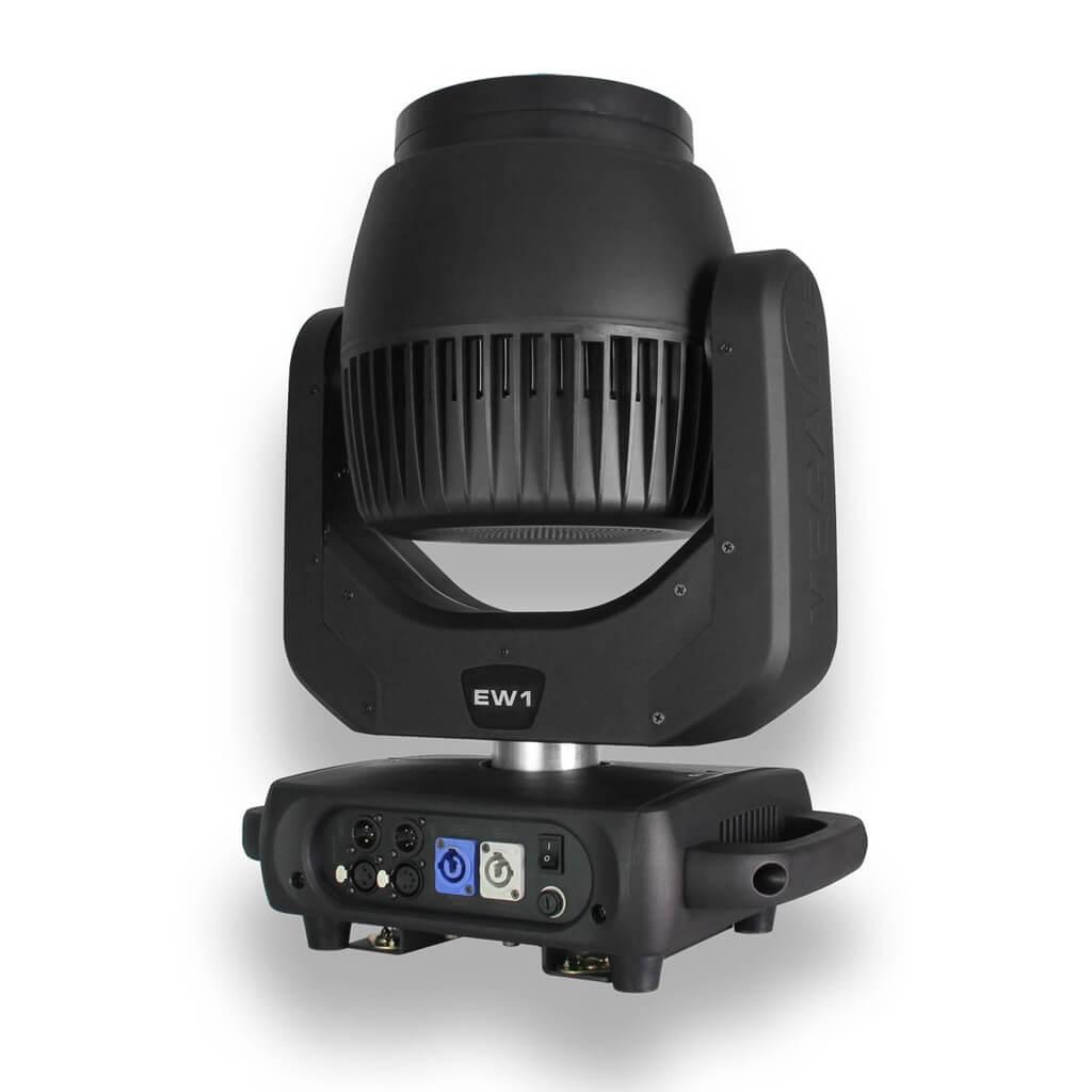 Mega-Lite EW1 - LED Moving Head Wash Fixture with Pixable Halo Ring, back right angle up