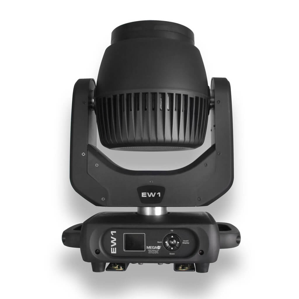 Mega-Lite EW1 - LED Moving Head Wash Fixture with Pixable Halo Ring, front up