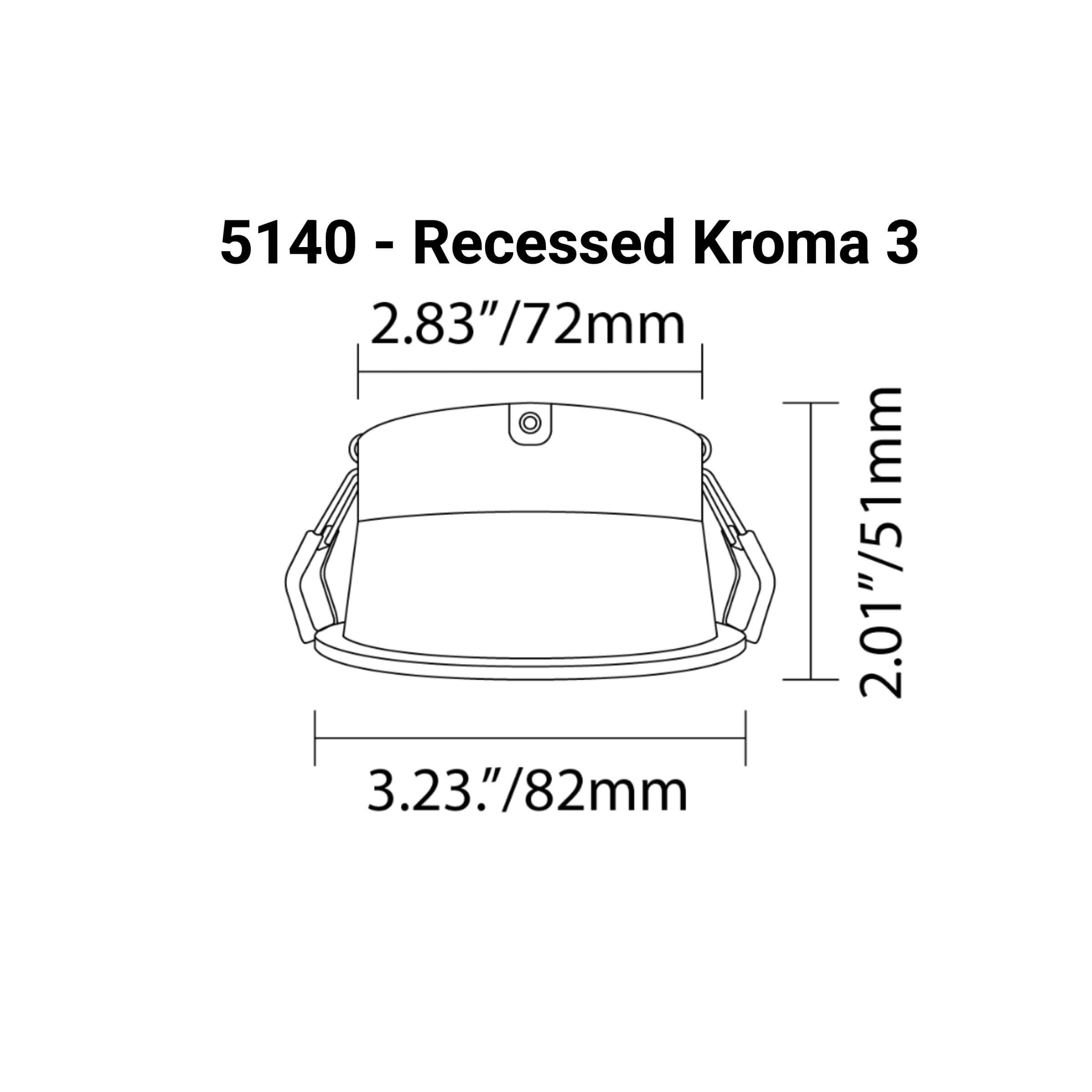 MEGA-Lite Kroma 3 - 9W 24VDC RGBWW LED Recessed Lighting Fixture, dimensions