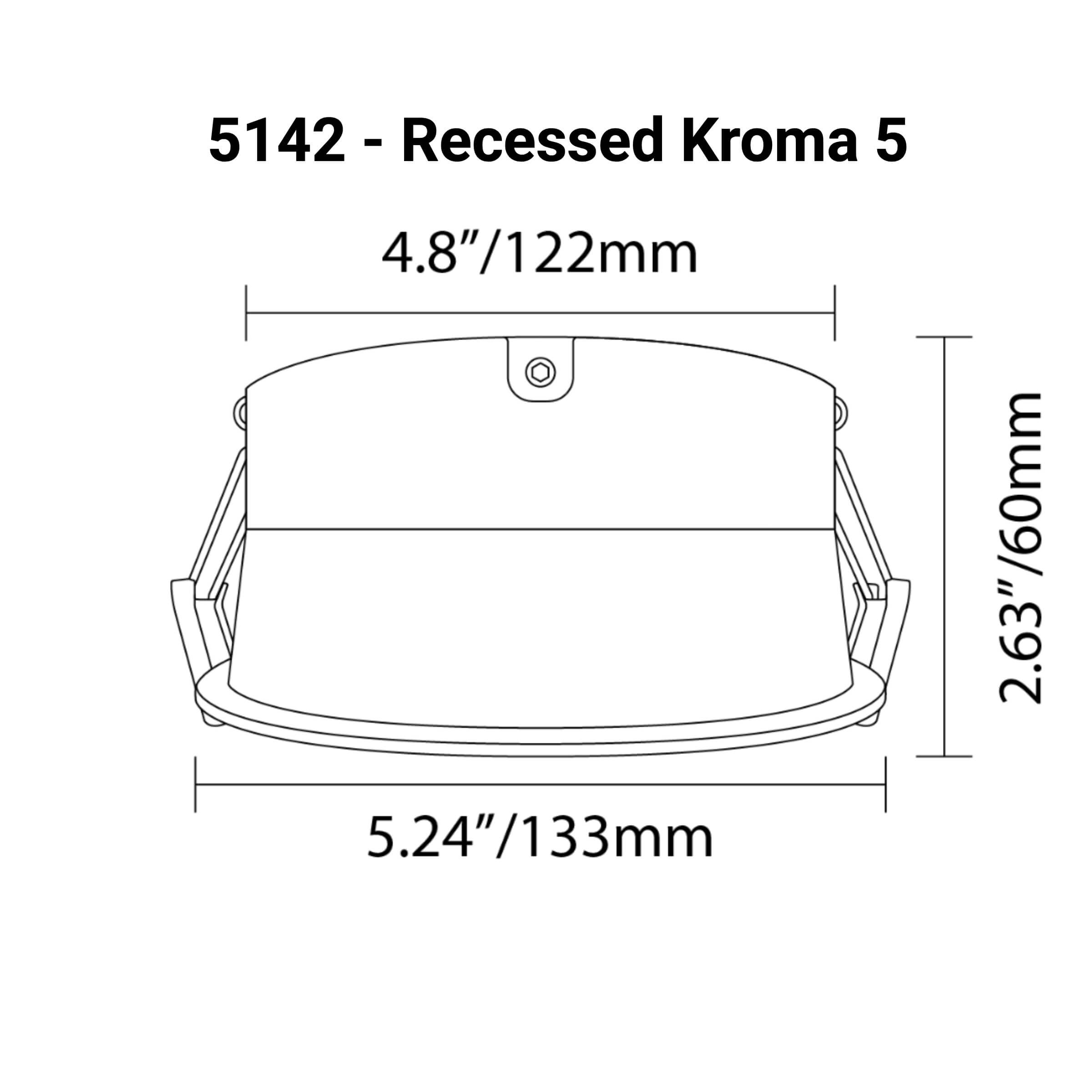 MEGA-Lite Kroma 5 - 24W 24VDC RGBWW LED Recessed Lighting Fixture, dimensions