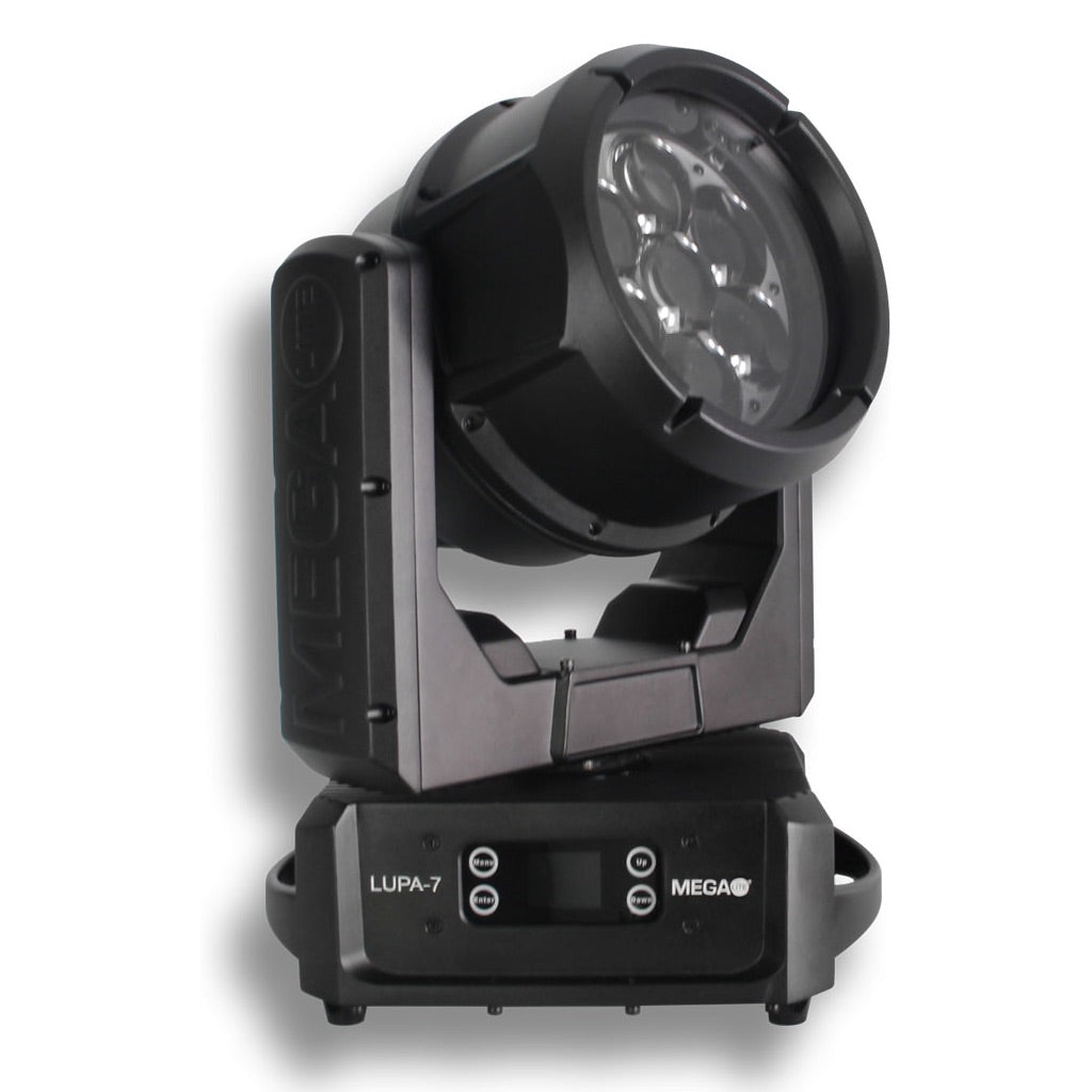 Mega-Lite Lupa-7 - LED Moving Head Wash Fixture with Pixable back LEDs, front right