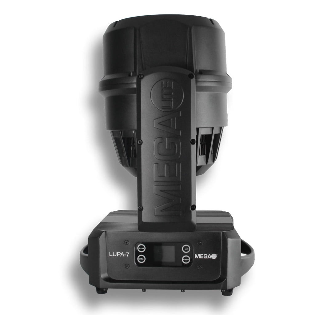 Mega-Lite Lupa-7 - LED Moving Head Wash Fixture with Pixable back LEDs, front up side