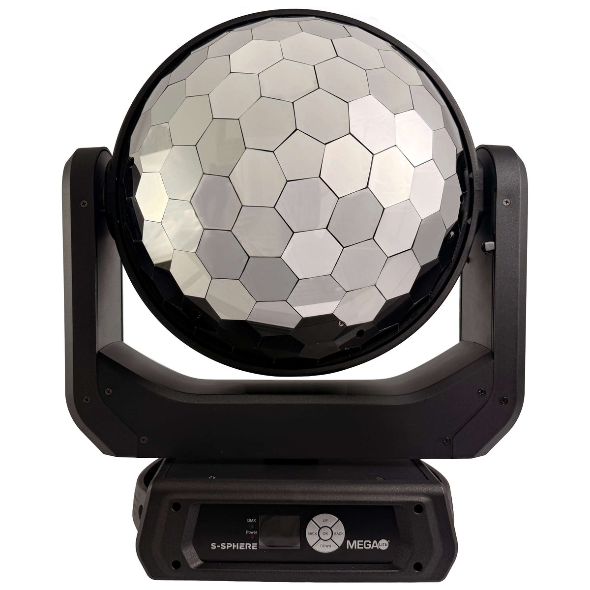 MEGA-Lite S-Sphere - Moving Head Mirror Fixture iCandy Luminaire, ball side front