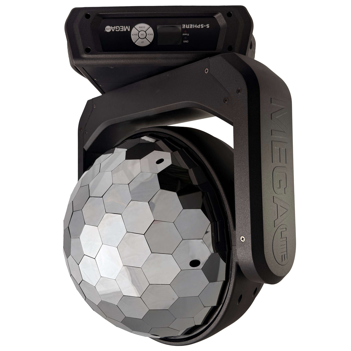 MEGA-Lite S-Sphere - Moving Head Mirror Fixture iCandy Luminaire, ball side hung