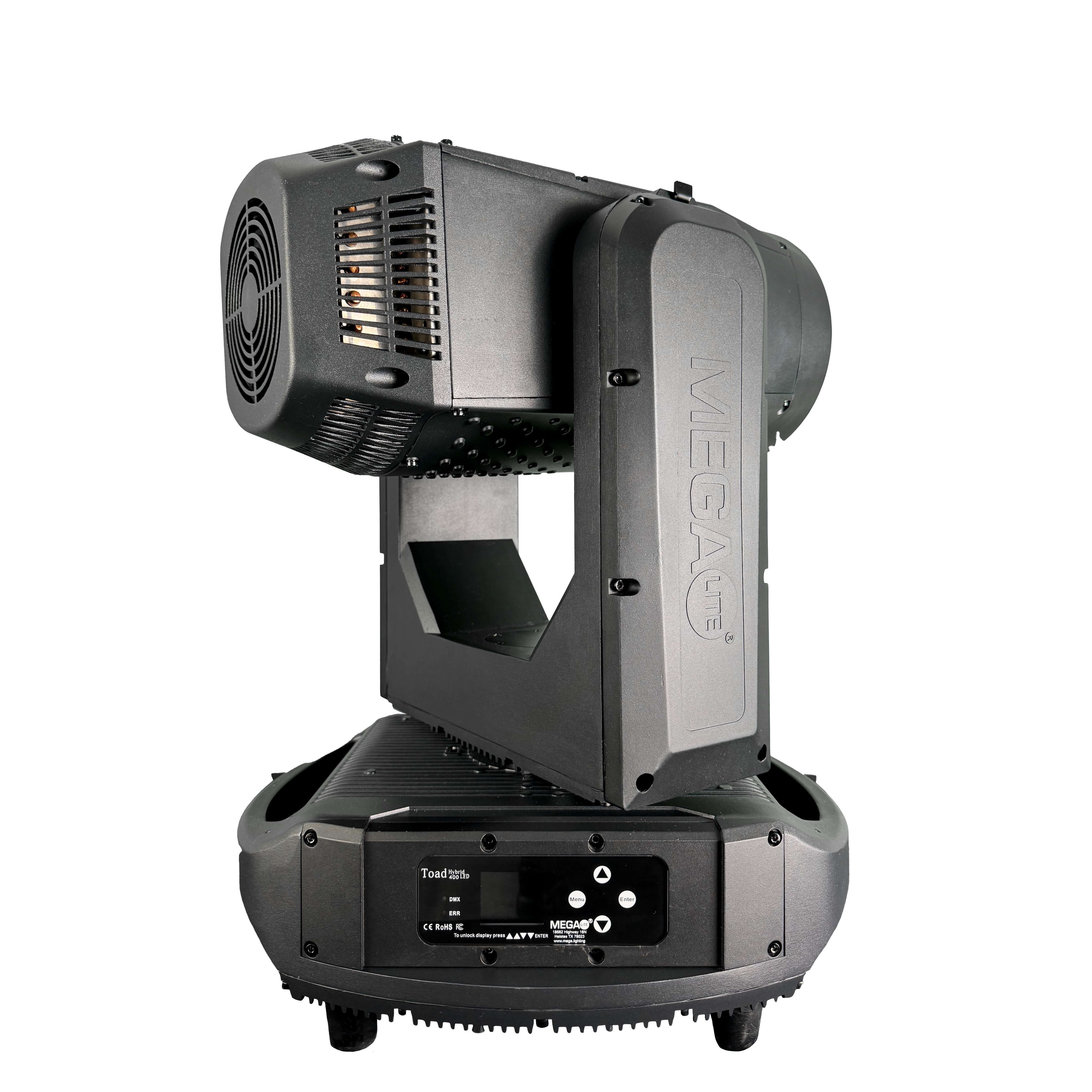 Mega-Lite Toad Hybrid 400 - LED Moving Head Beam, Spot, Wash Fixture, rear angle