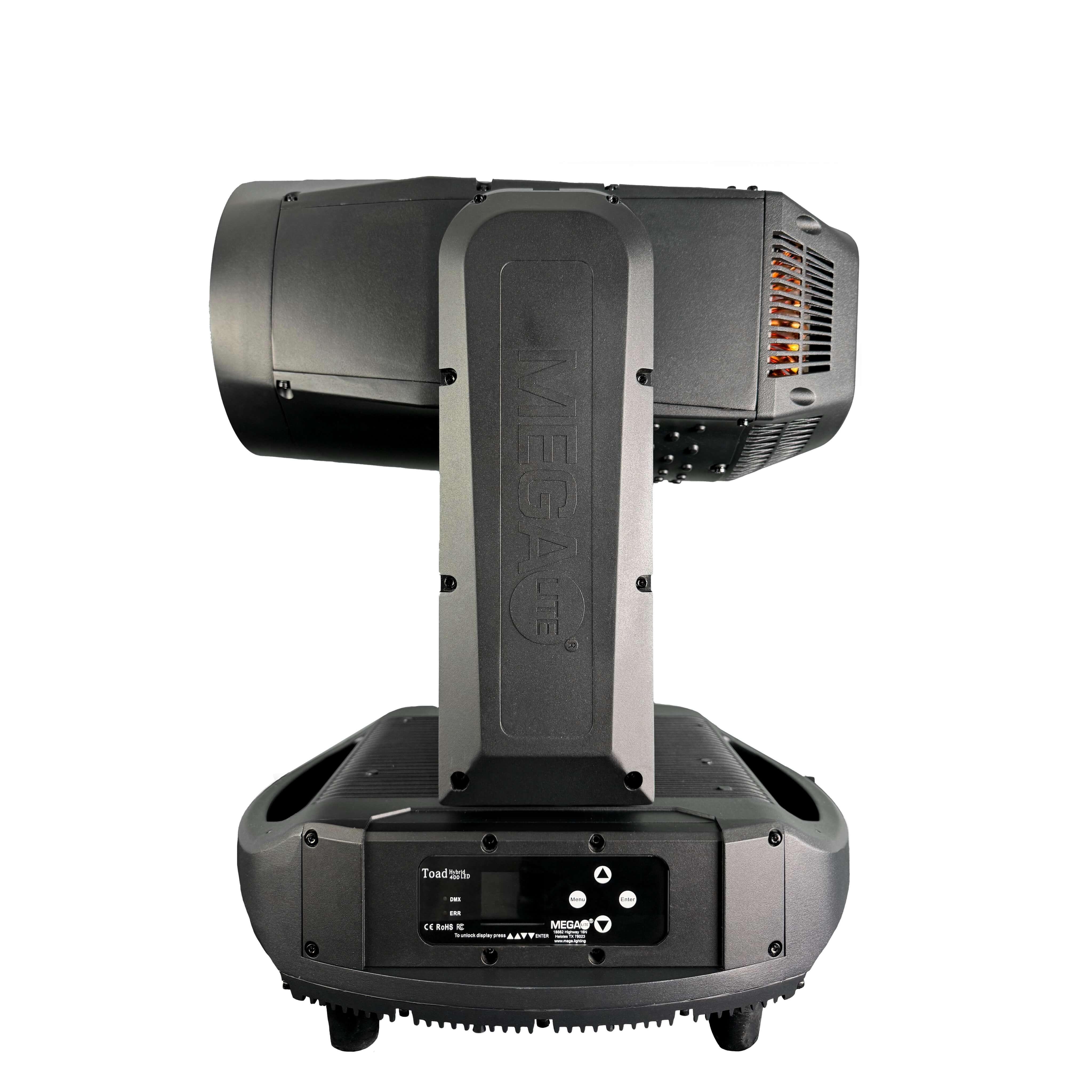 Mega-Lite Toad Hybrid 400 - LED Moving Head Beam, Spot, Wash Fixture, side