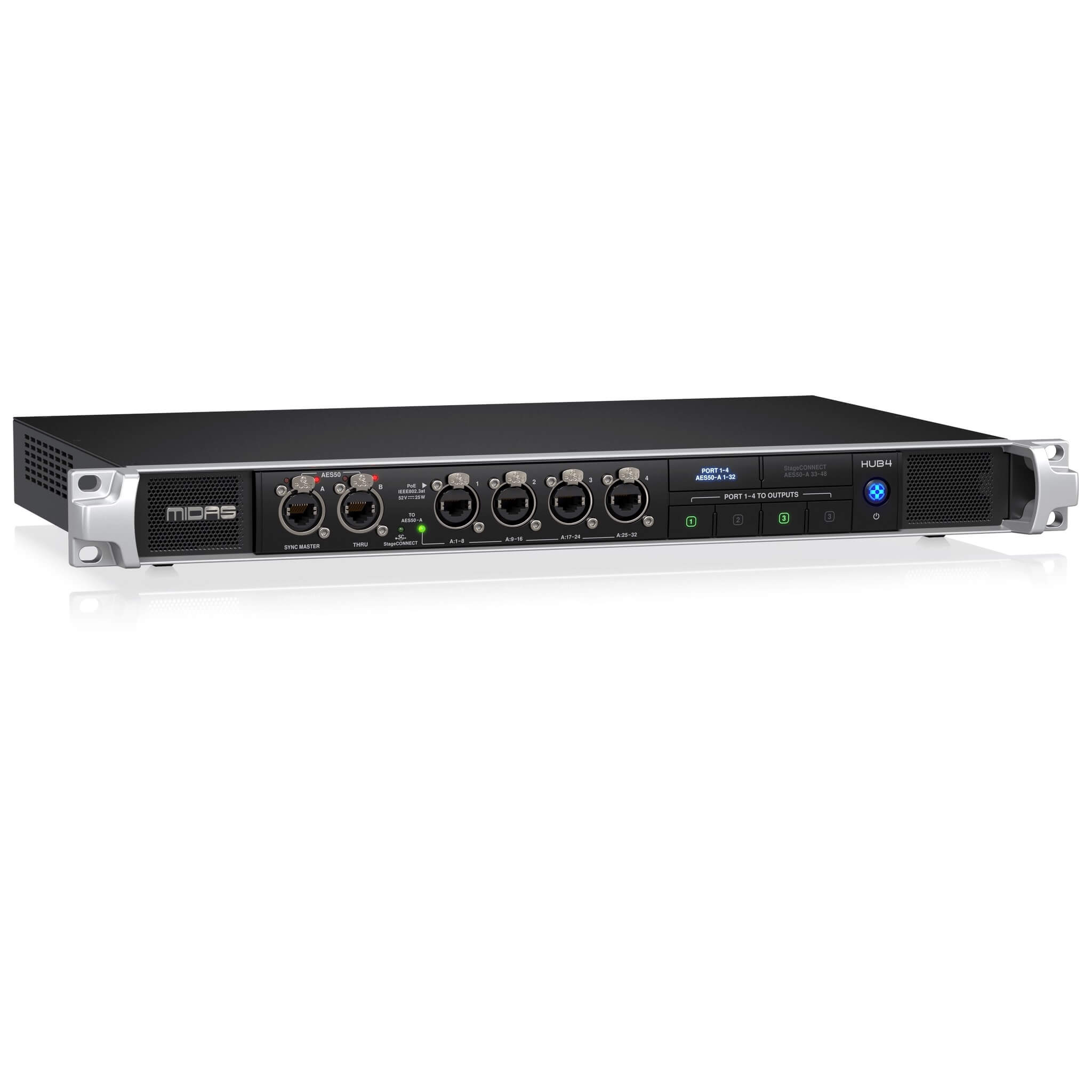 Midas HUB4 - Monitor System Hub with 4 PoE Ports for Personal Mixers