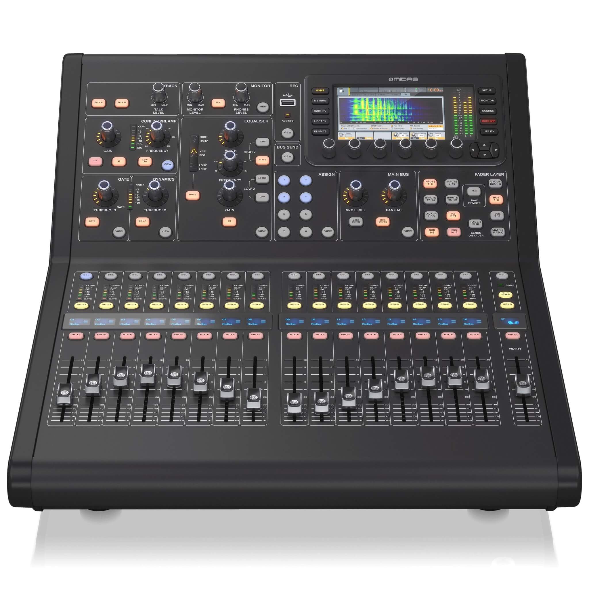 Midas M32R - Digital Console with 40-Input Channels and 16 Midas Mic Preamps, front