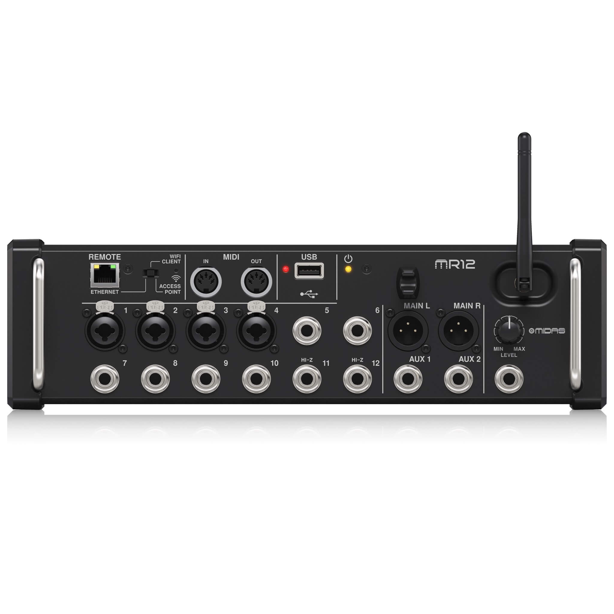 Midas MR12 - 12-Input Digital Mixer for iPad/Android Tablets, front