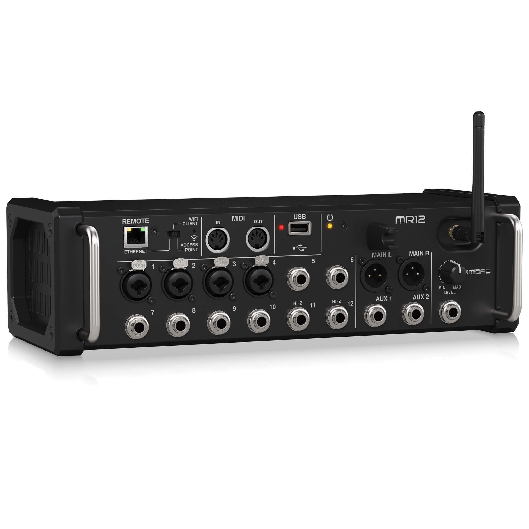 Midas MR12 - 12-Input Digital Mixer for iPad/Android Tablets, left