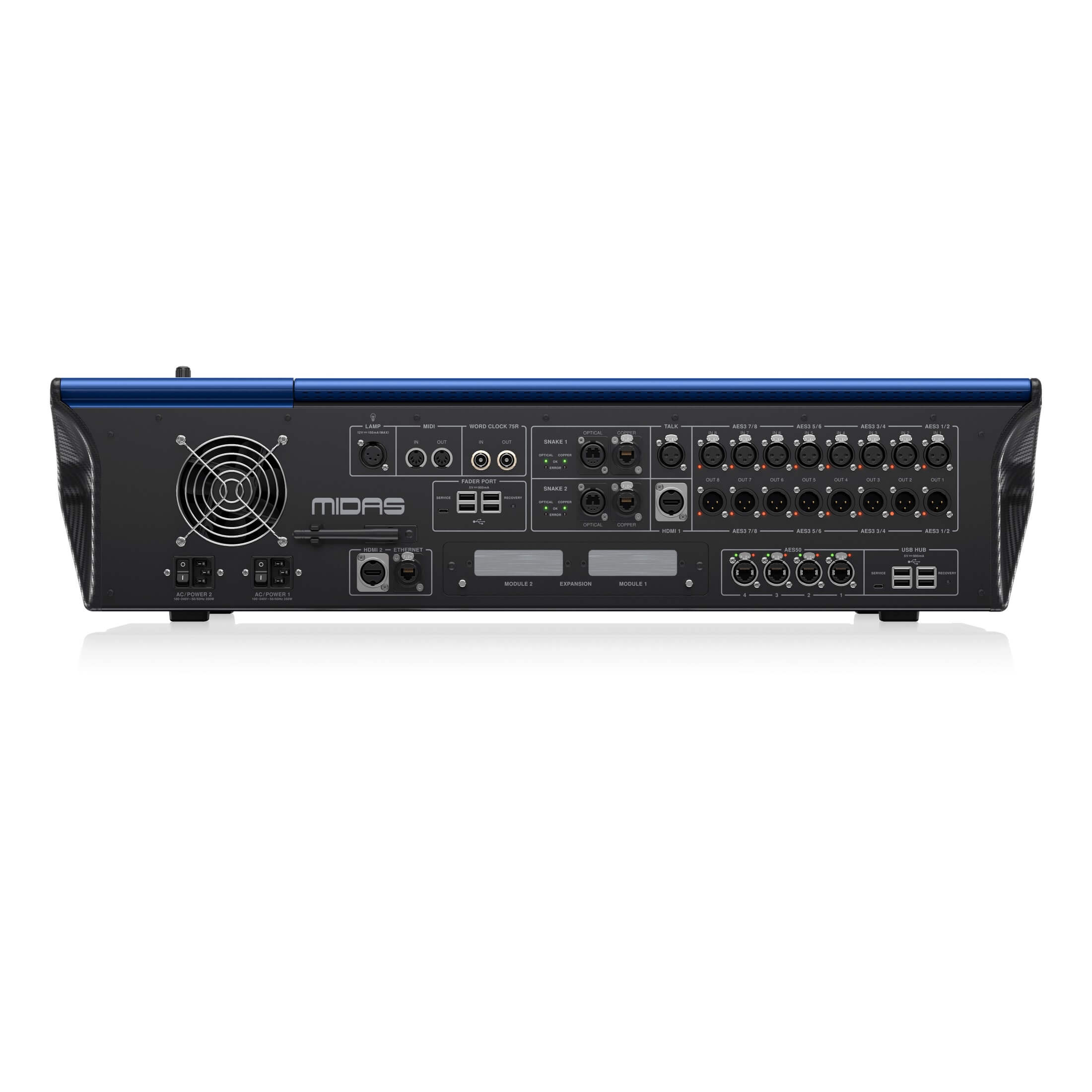 Midas HD96-AIR-CC-IP - 144-Input Channel Live Digital Console, rear