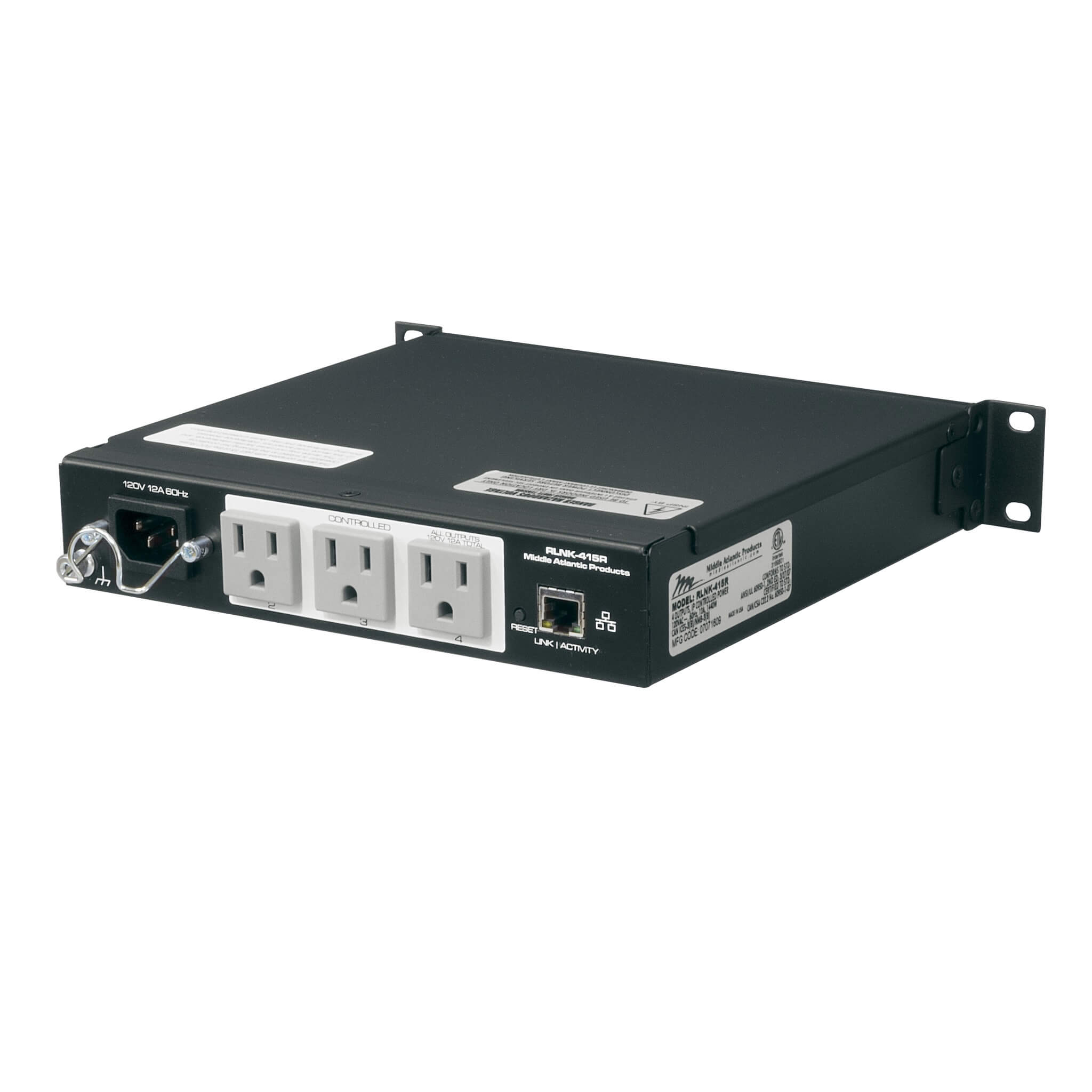 Middle Atlantic RLNK-415R - 15A Select PDU with RackLink, rear angle