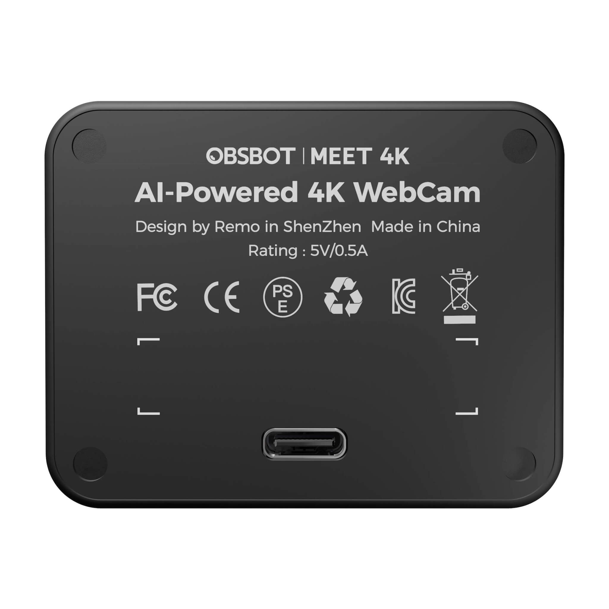 OBSBOT Meet 4K - AI-Powered 4K Auto-Framing PC Web Camera, back