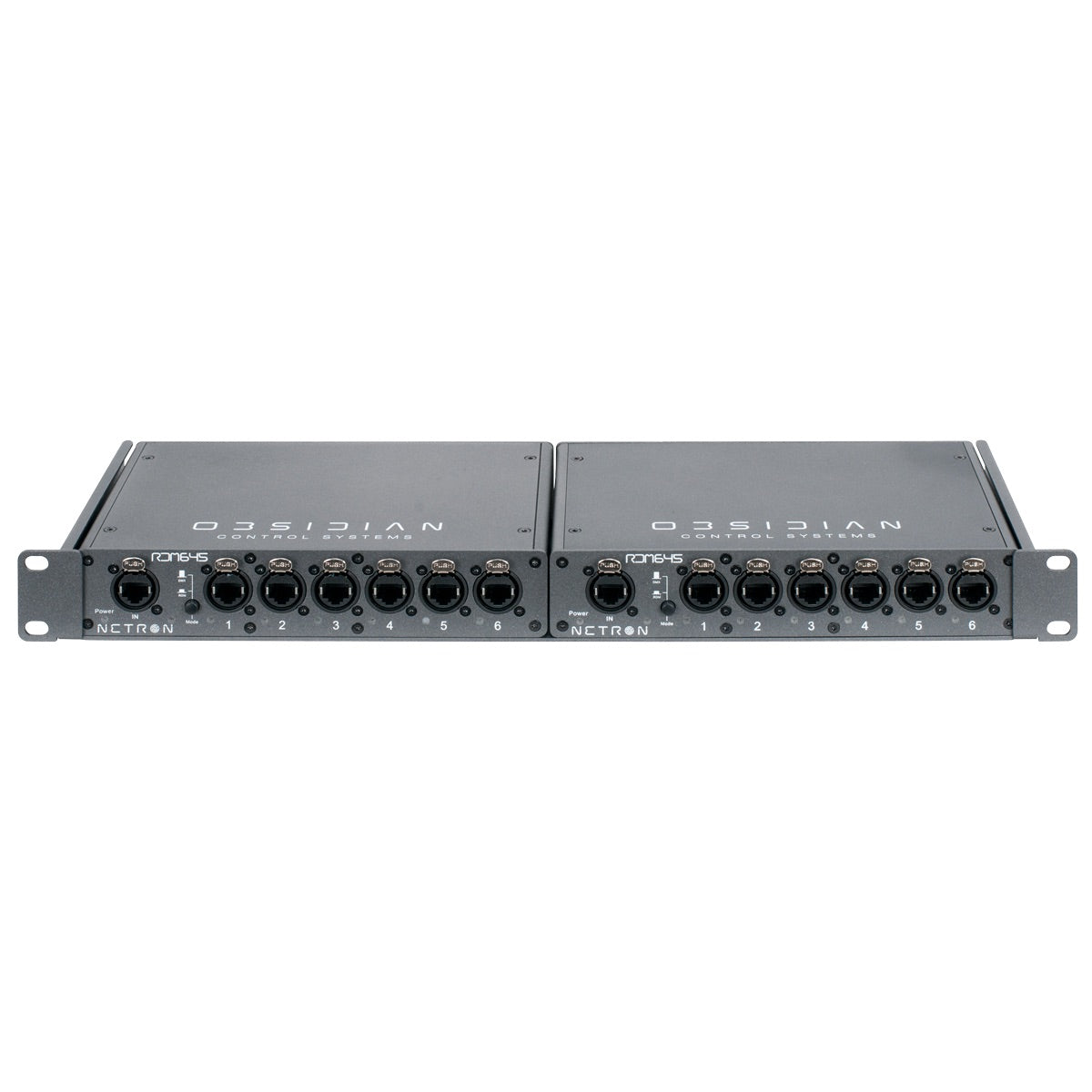 Obsidian Netron NetShelf - 19" Rack Shelf for Netron Half-rack Devices, shown with two RDM 645