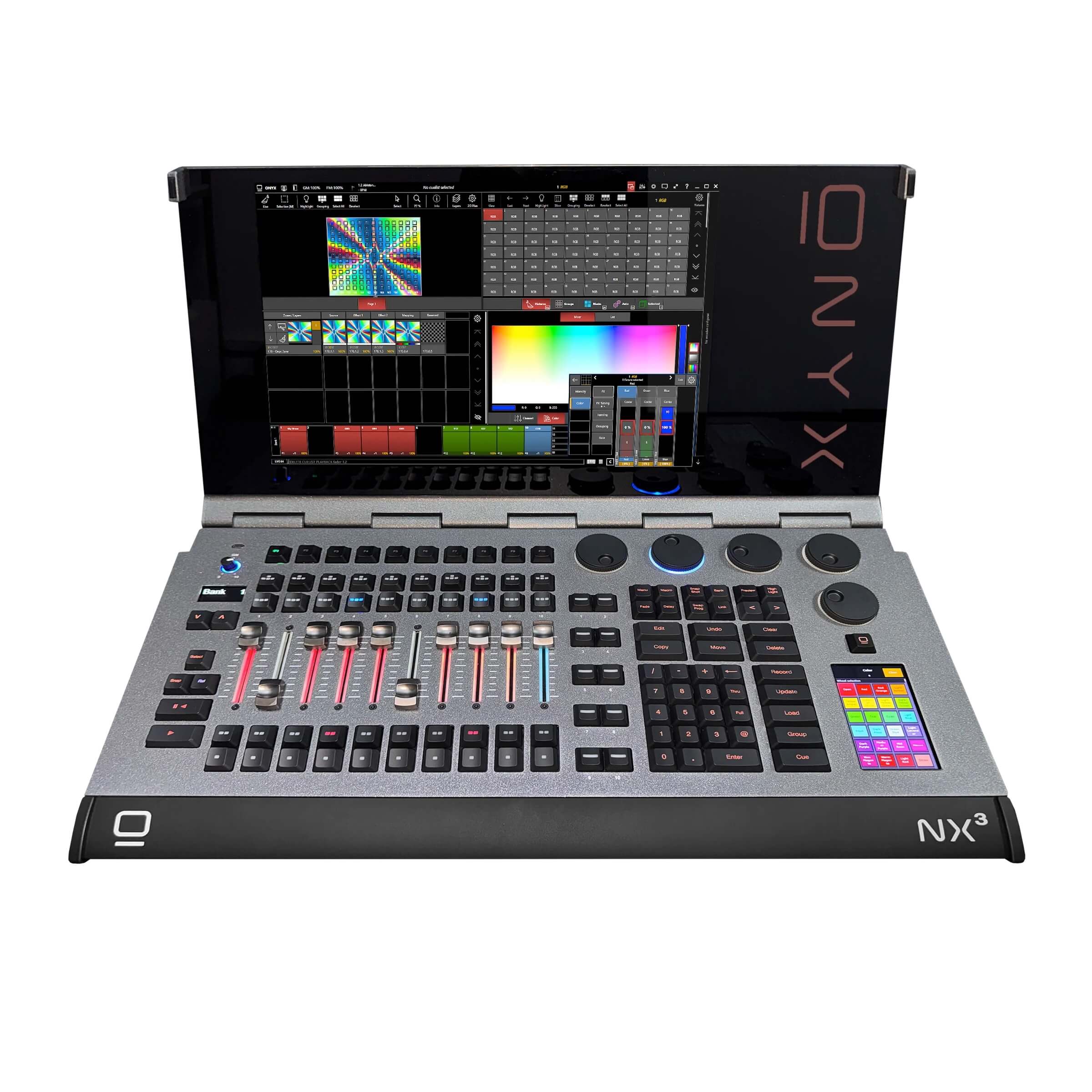 Obsidian NX3 - 64 Universe, 10 Motorized Faders, ONYX Lighting Console, front