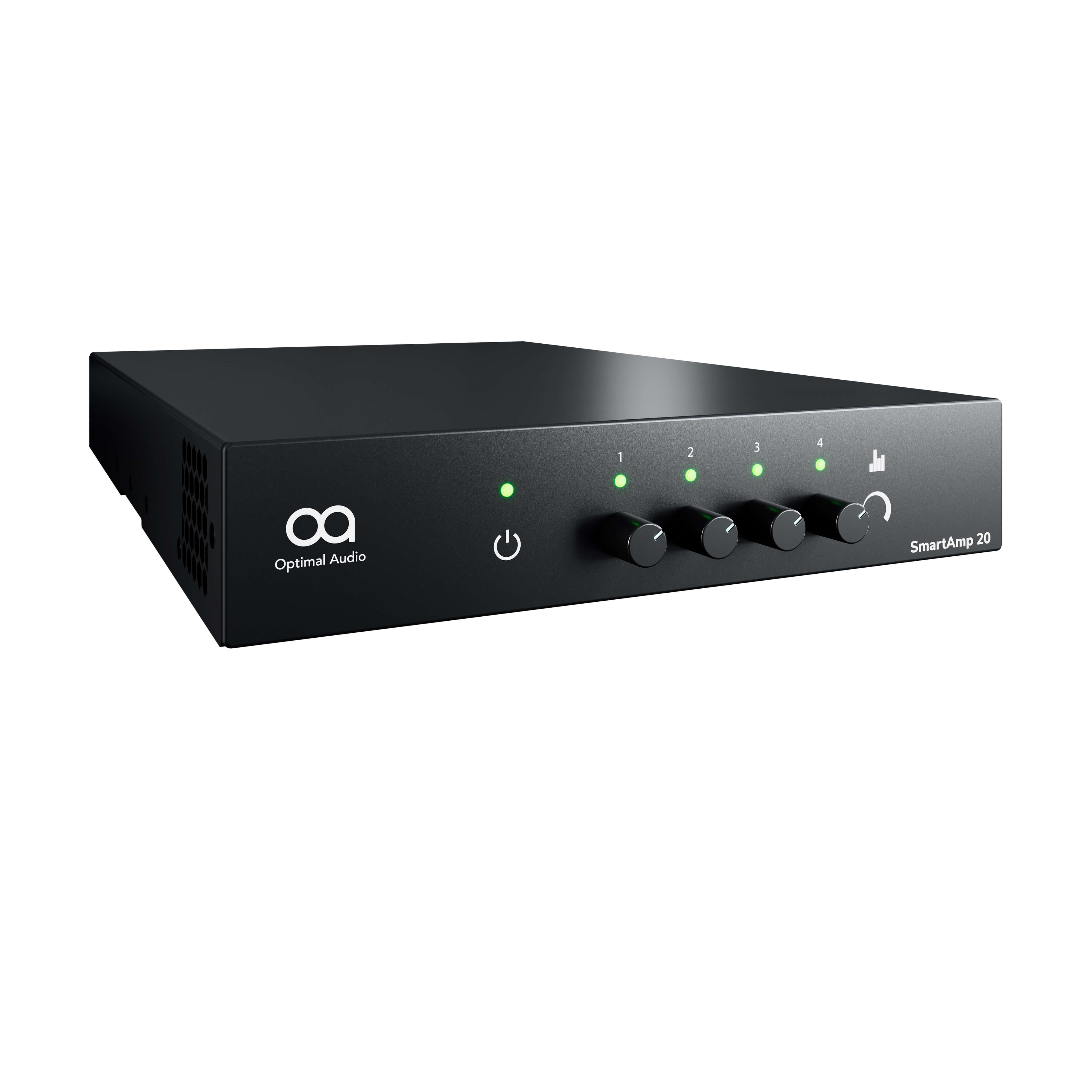 Optimal Audio SmartAmp 20 - 4 x 125W Amplifier with Integral DSP, angle