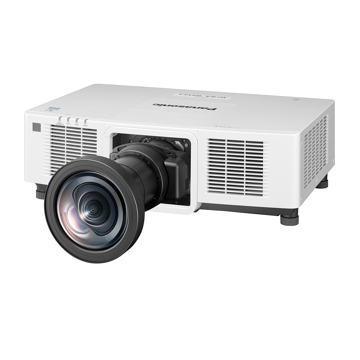Panasonic ET-EMU100 Ultra Short-Throw Projector Zoom Lens 0.33–0.35:1, mounted on a PT-MZ16K projector