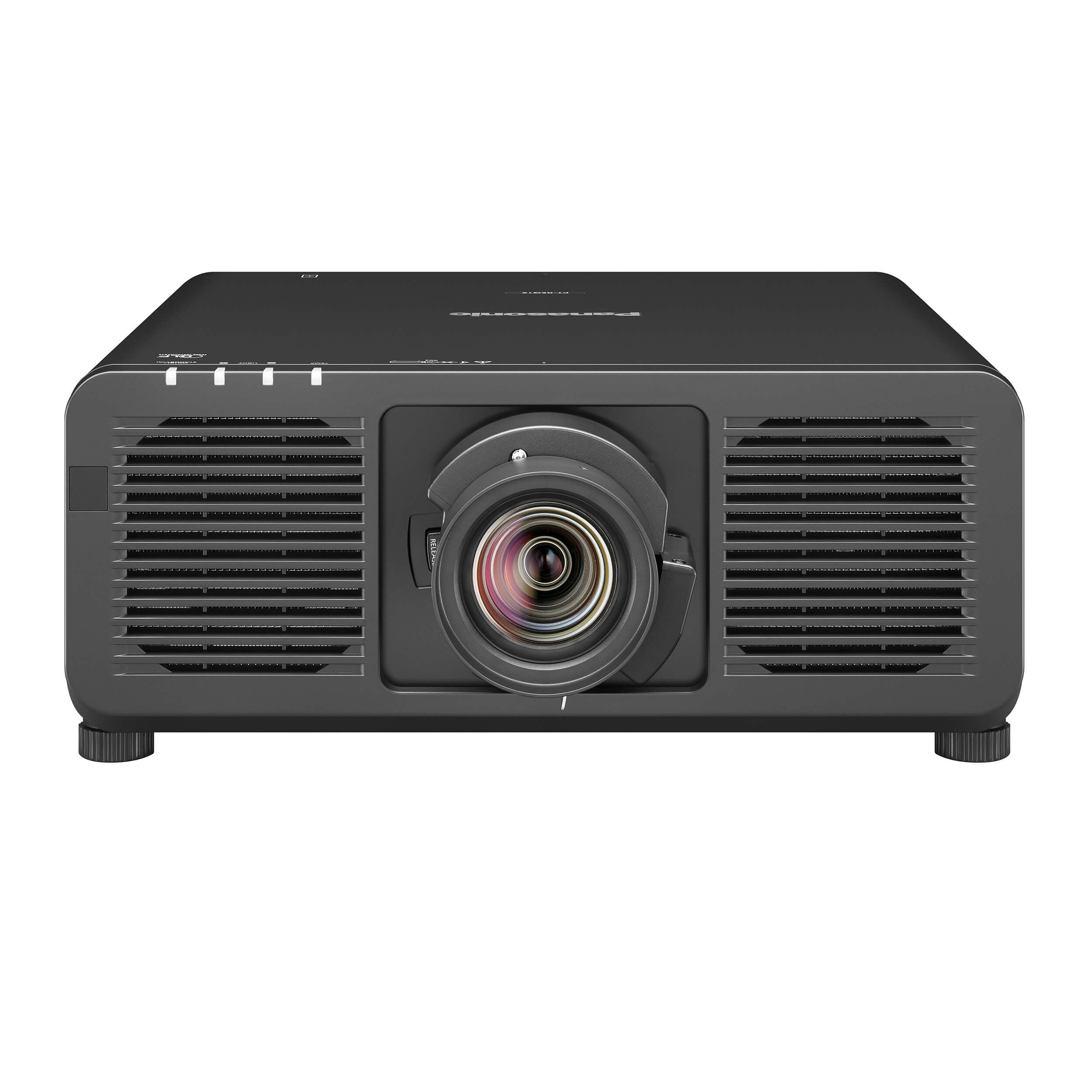 Panasonic PT-REQ15BU - 1-Chip DLP 4K Laser Projector, front shown with optional lens