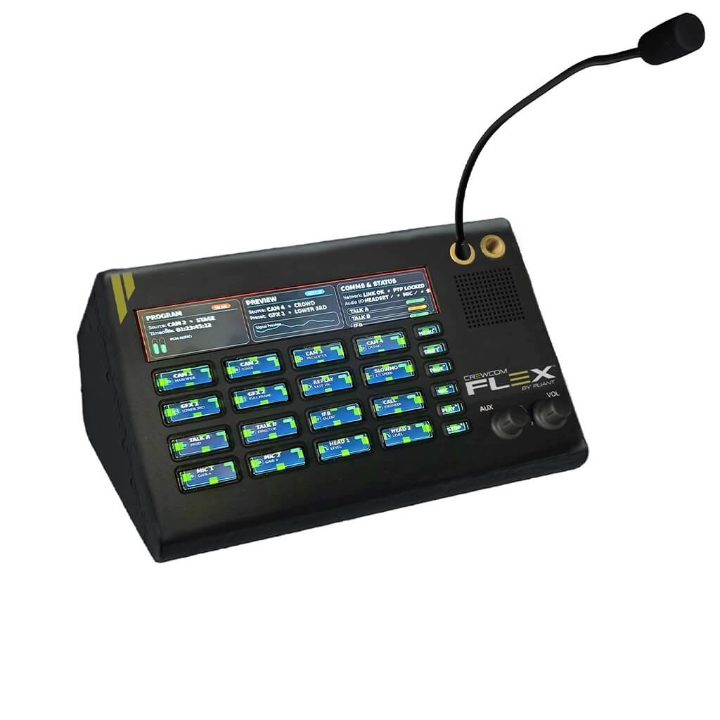 Pliant Technologies CDP-16 - CrewCom FLEX 16-Key Intercom Desktop Panel, angled right