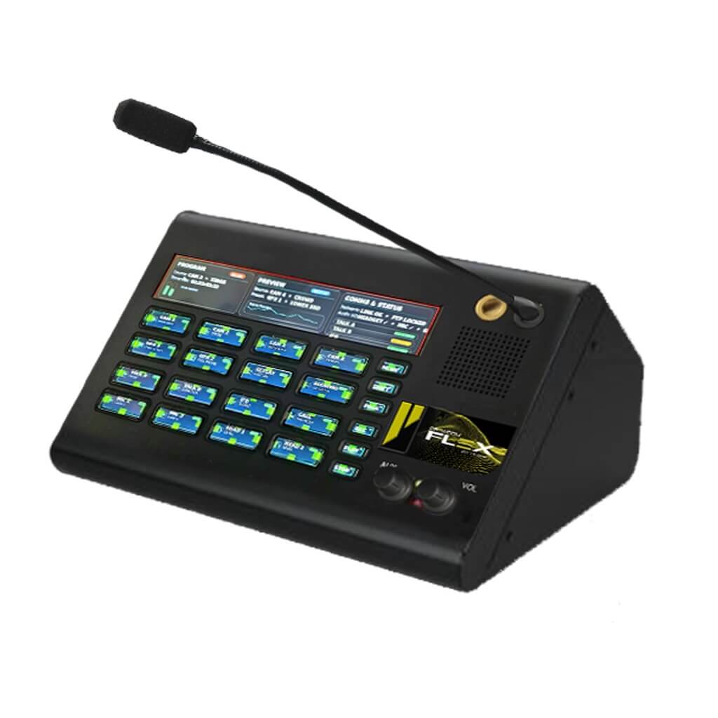 Pliant Technologies CDP-16 - CrewCom FLEX 16-Key Intercom Desktop Panel, angled left