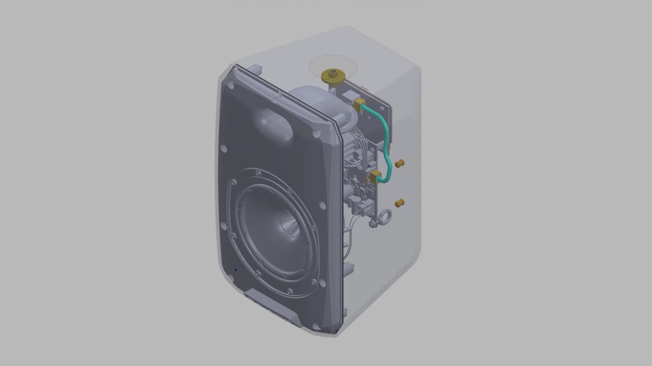 AtlasIED Dante PoE IsoFlare Premium Surface Mount Loudspeakers, x-ray view