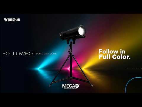 MEGA-Lite Followbot 600W LED CMYK - Follow Spot LED Fixture with Stand, YouTube video