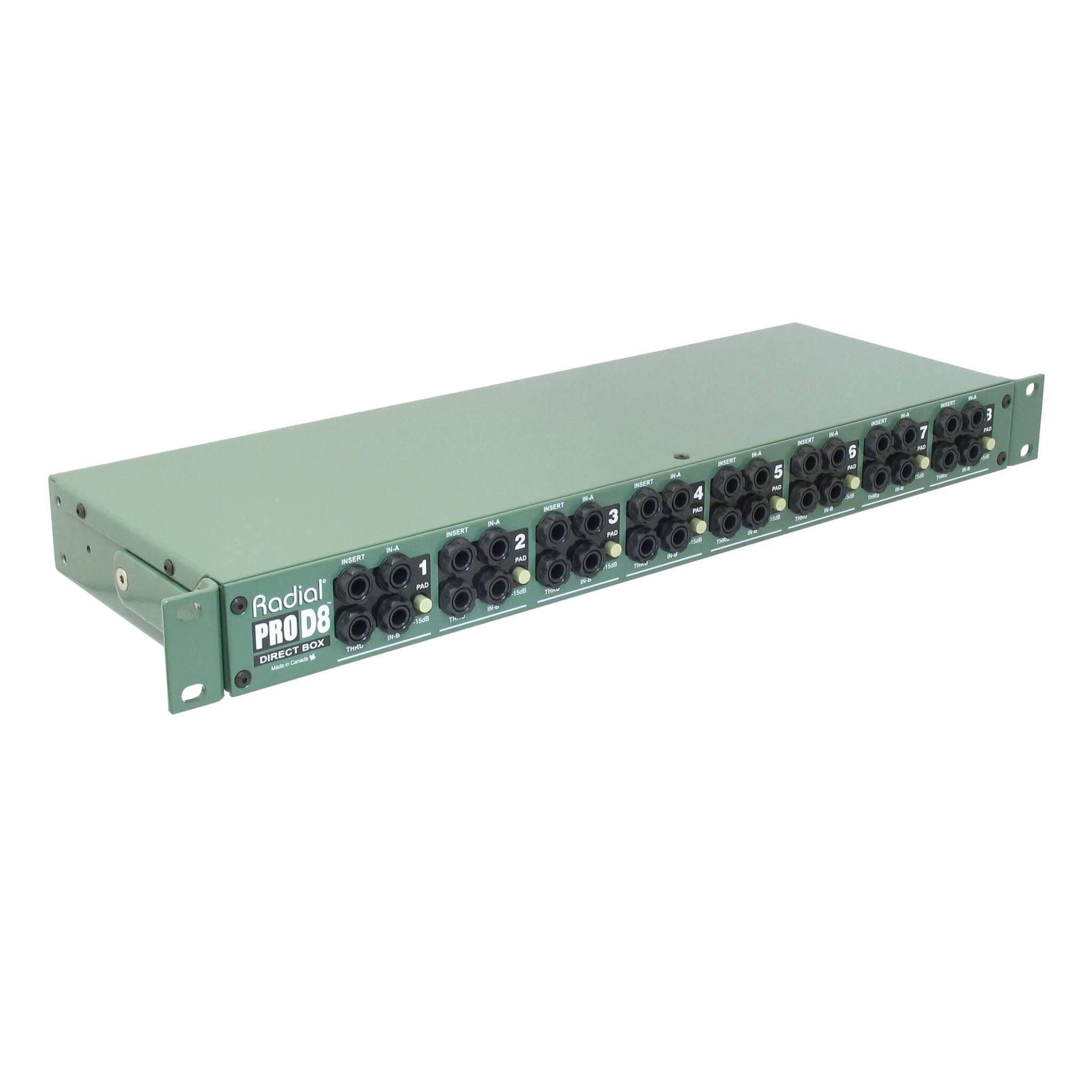 Radial ProD8 - 8-Channel Rackmount Passive Direct Box, angle left