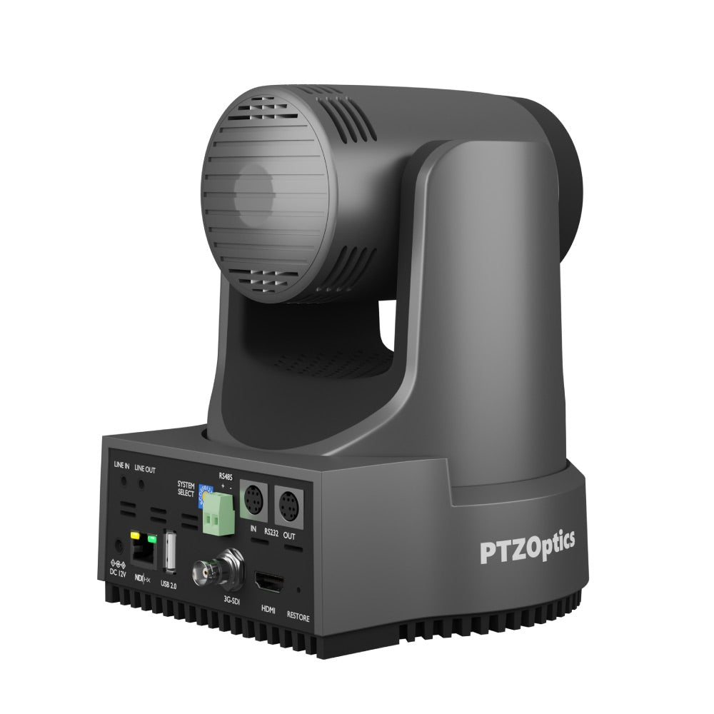 PTZOptics Move 4K - Ultra HD Auto-tracking PTZ Camera, gray, right rear