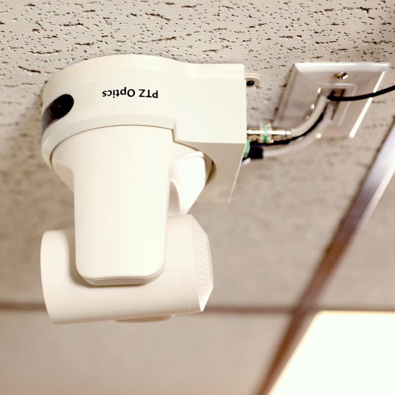 PTZOptics PT-CM-1-WH - Small Universal PTZ Camera Ceiling Mount, mounted