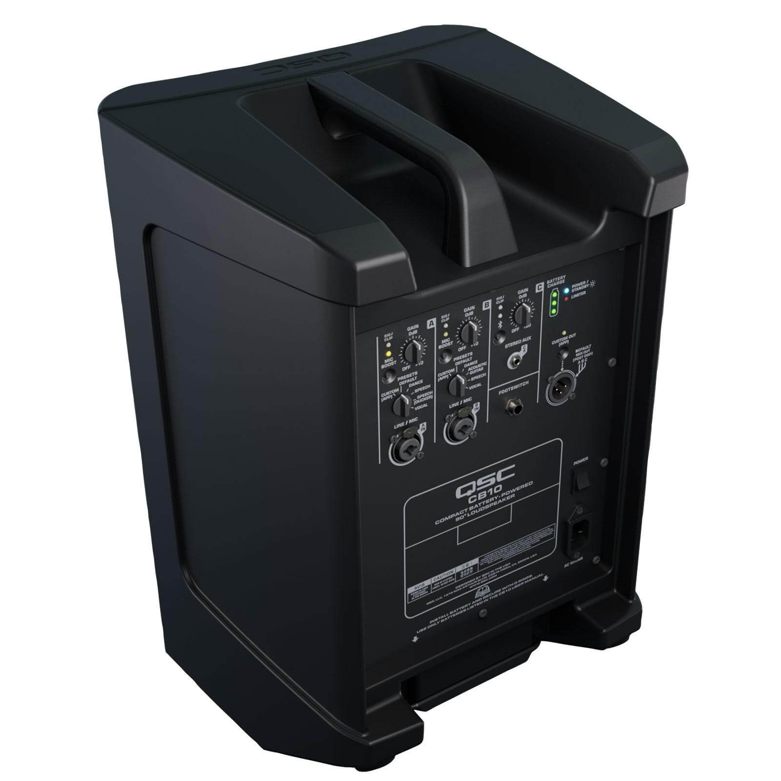 QSC CB10 - Battery-Powered Portable PA System, rear angled