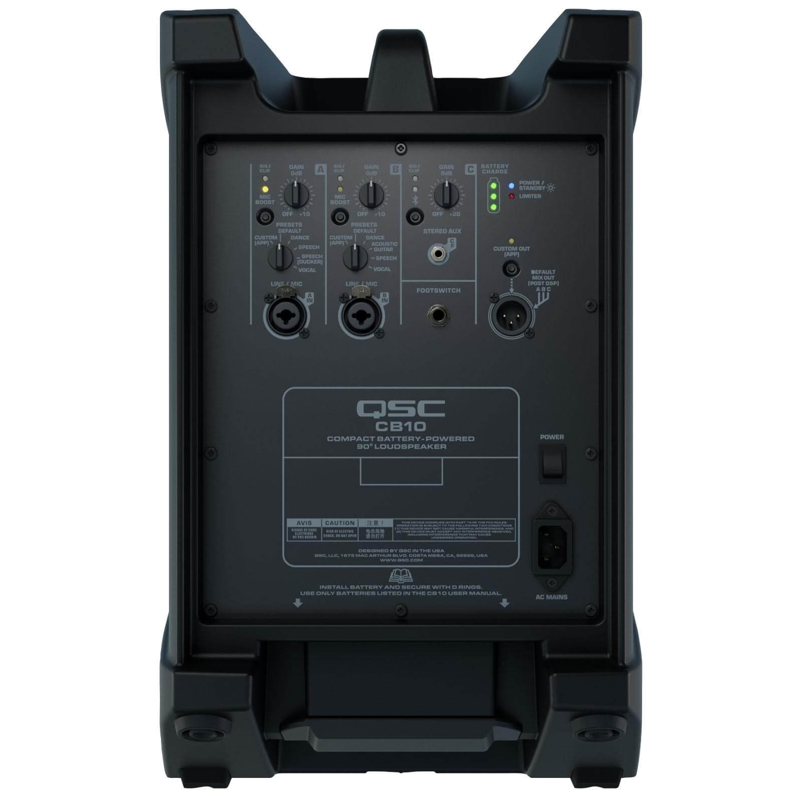 QSC CB10 - Battery-Powered Portable PA System, rear
